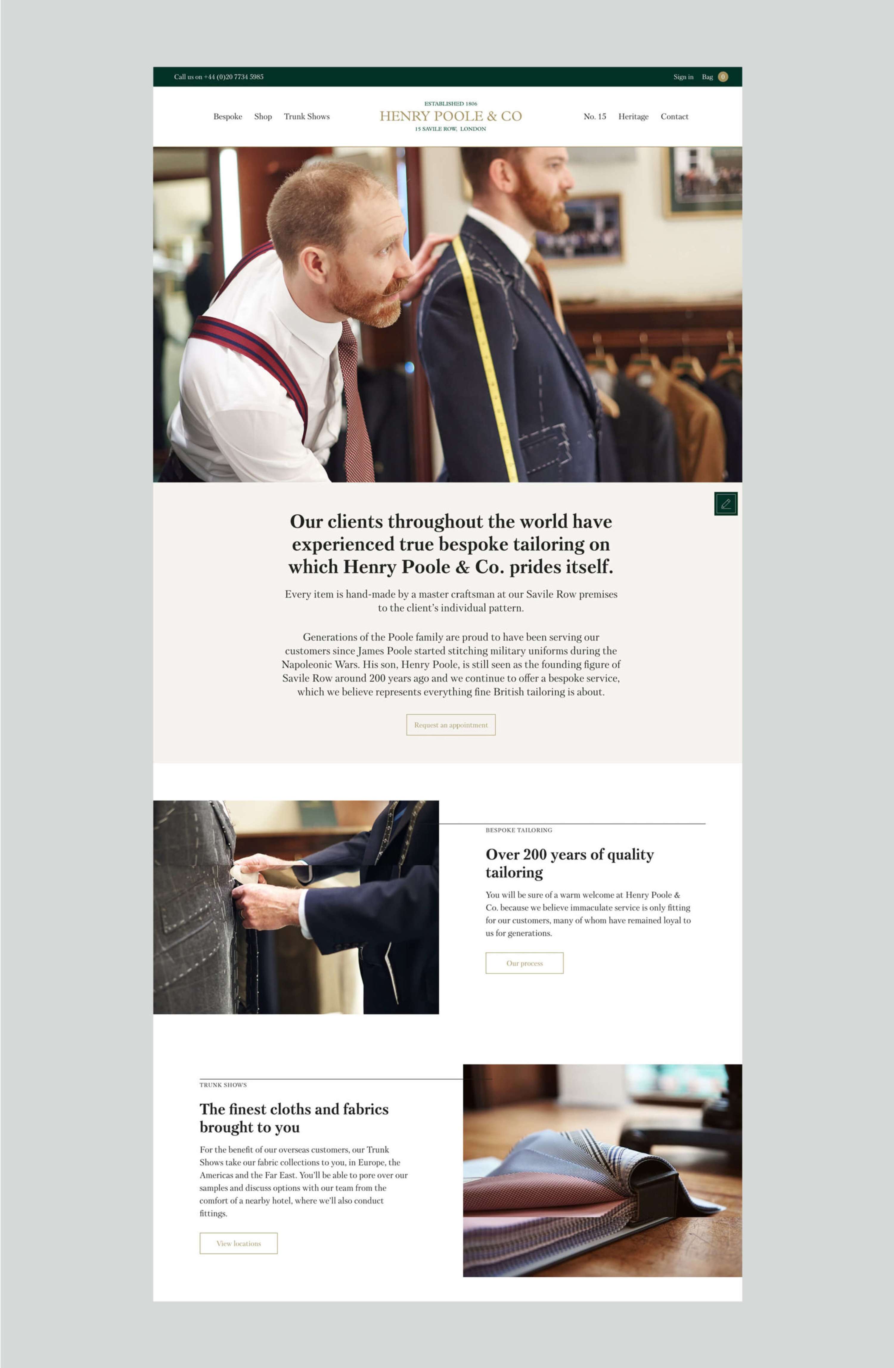 Henry Poole & Co ecommerce website by Deep