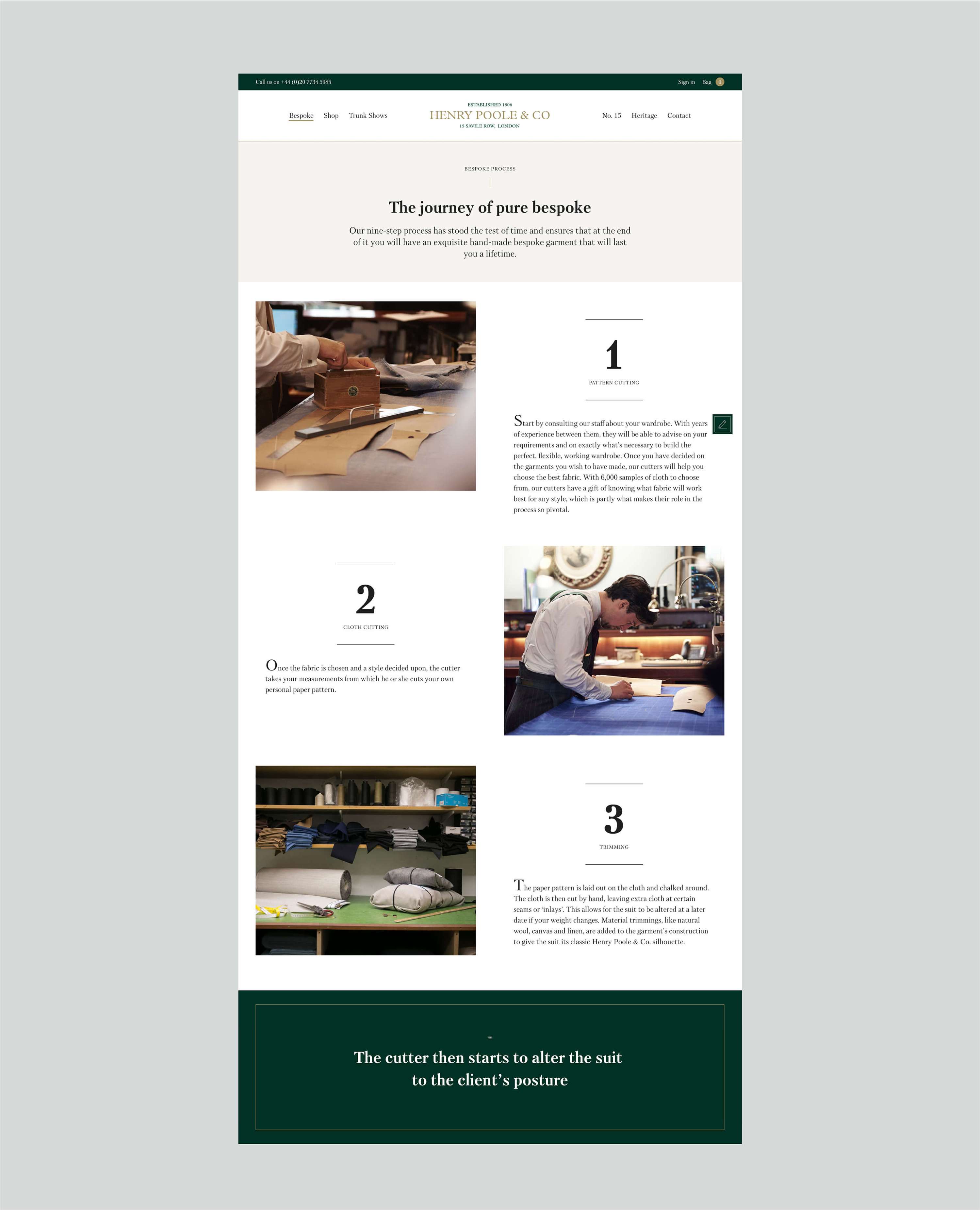 Henry Poole & Co ecommerce website by Deep
