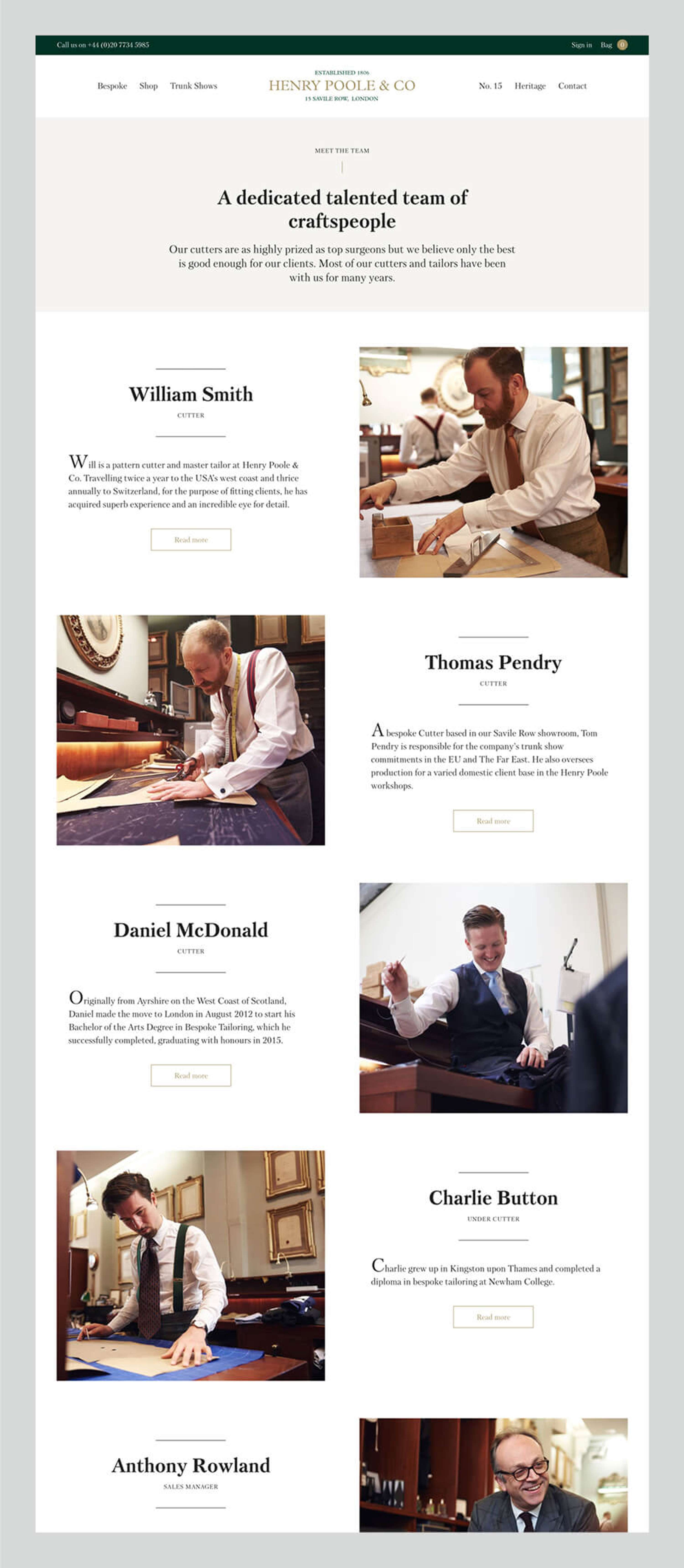 Henry Poole & Co ecommerce website by Deep