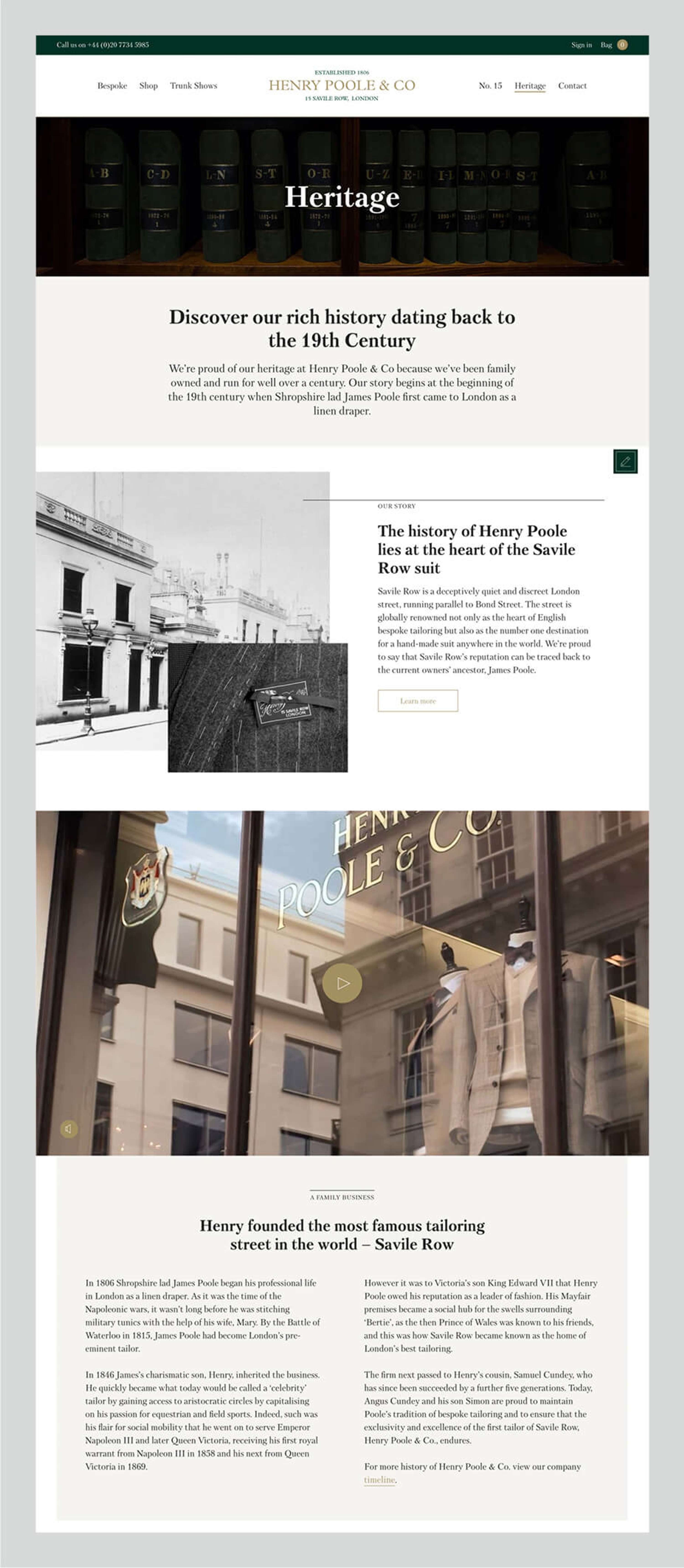 Henry Poole & Co ecommerce website by Deep