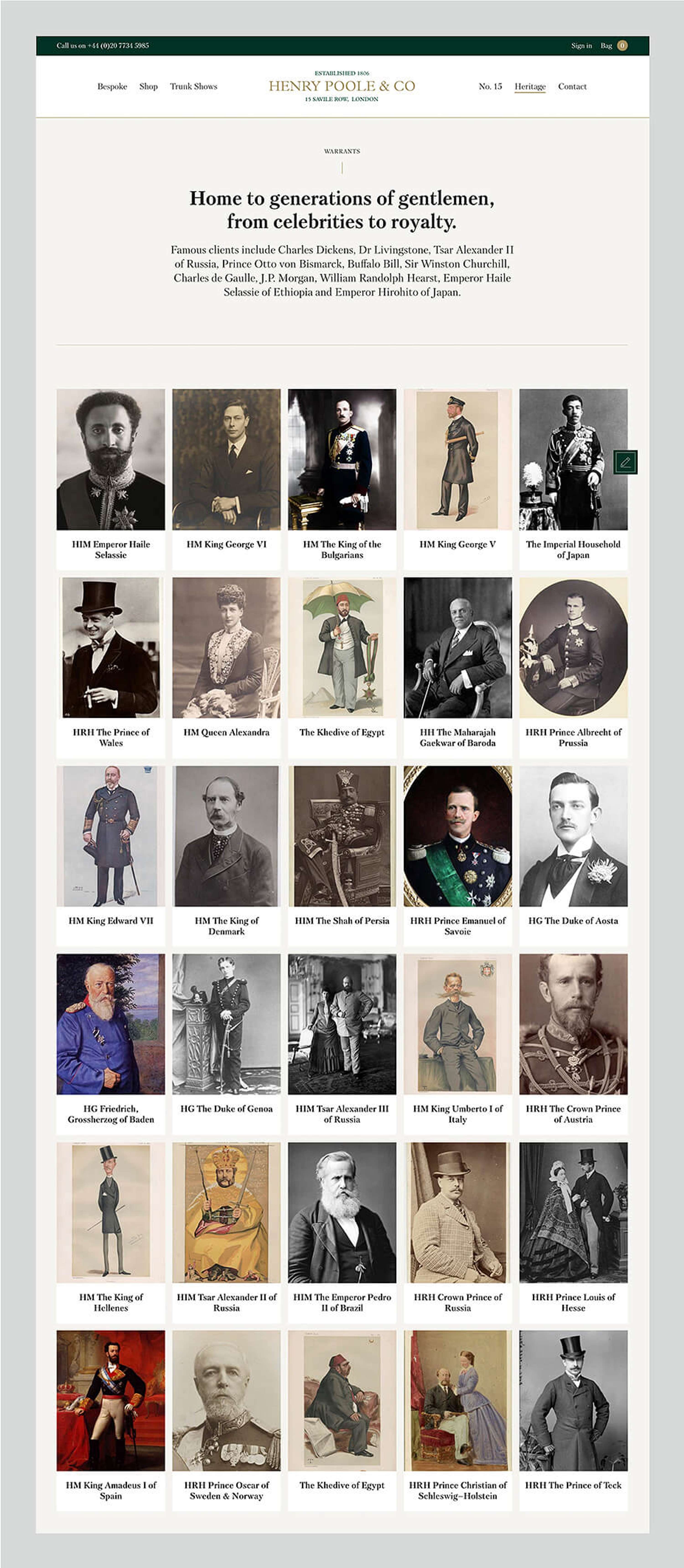 Henry Poole & Co ecommerce website by Deep