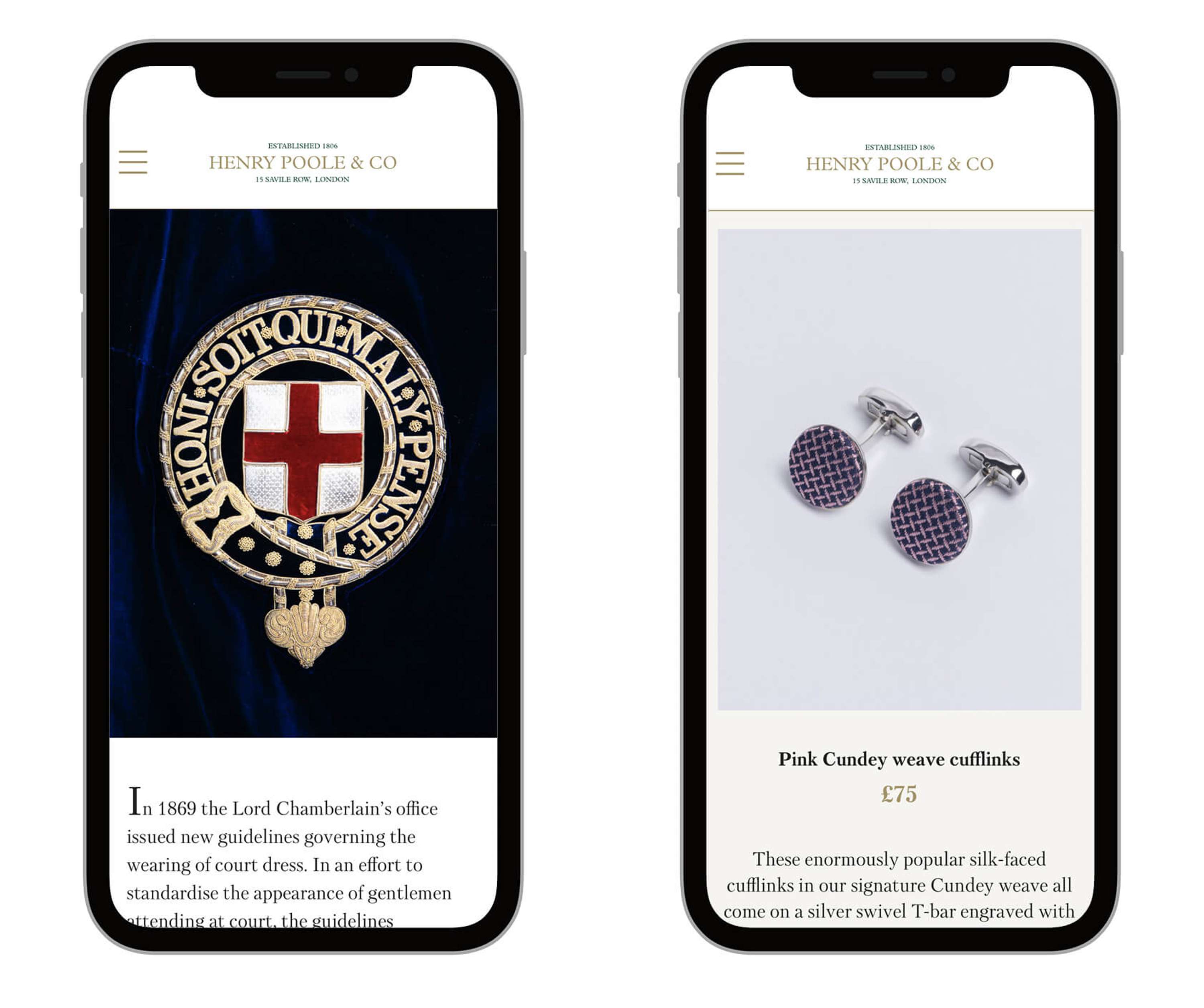 Henry Poole & Co ecommerce website by Deep