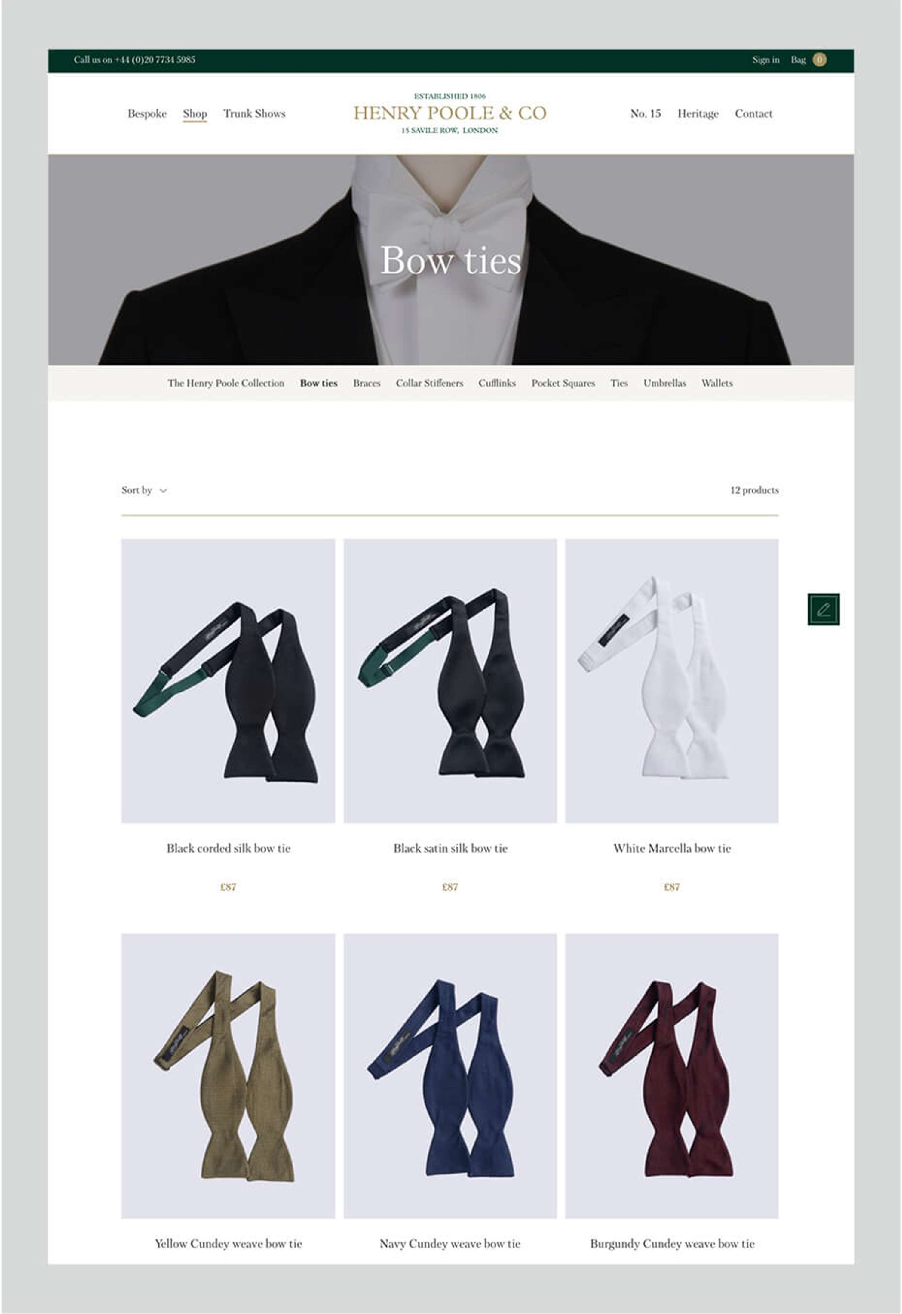 Henry Poole & Co ecommerce website by Deep