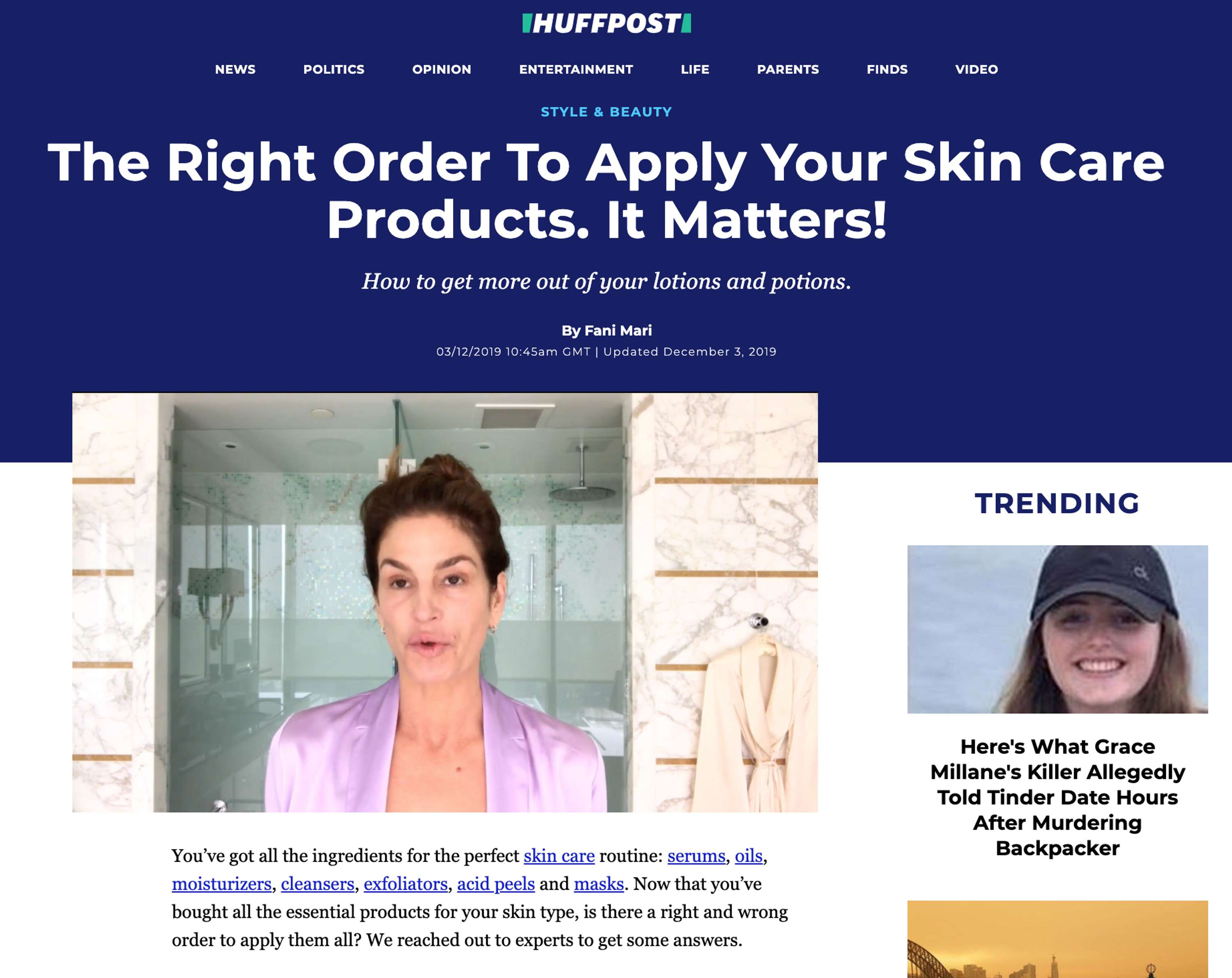 HUFFPOST US - How to correctly layer skincare products by Fani Mari