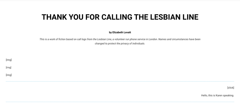 Thank You For Calling the Lesbian Line by ELIZABETH LOVATT