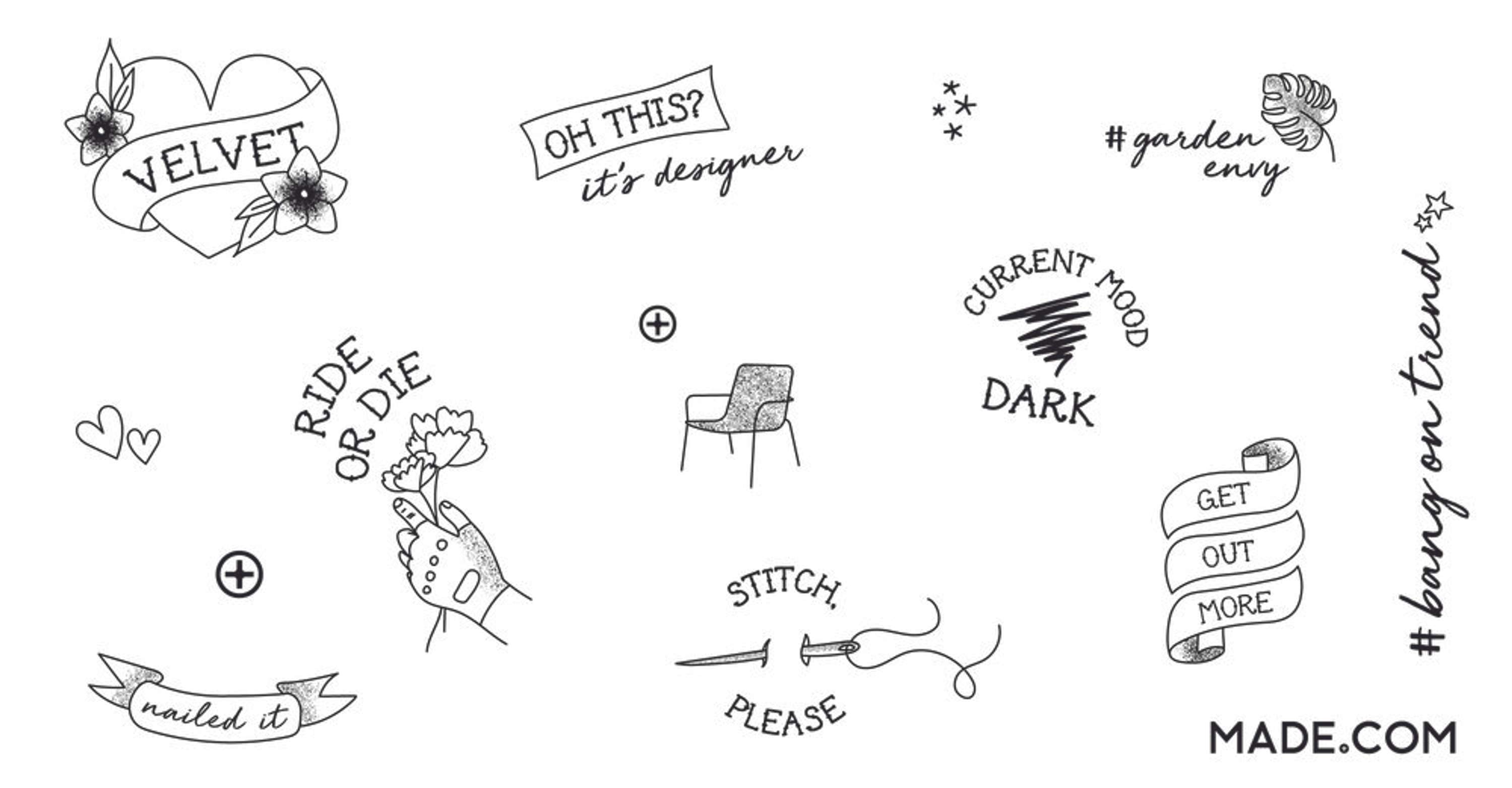 MADE.COM Temporary Tattoo Illustrations by Amy French