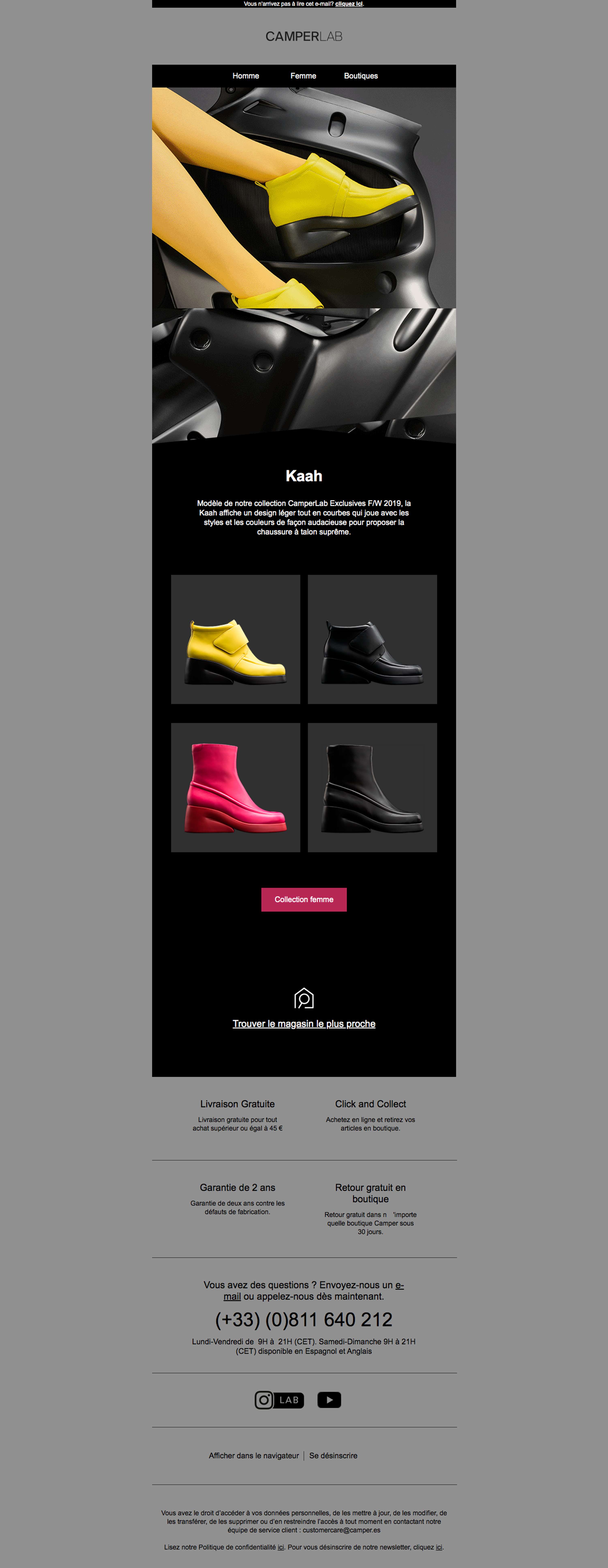 CAMPER : creation/revision of copy for the newsletters of Camper France by Jean-François Adjabahoué
