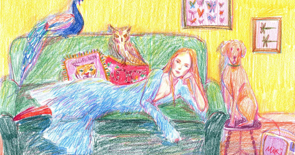 Narrative color pencil illustration The Dots