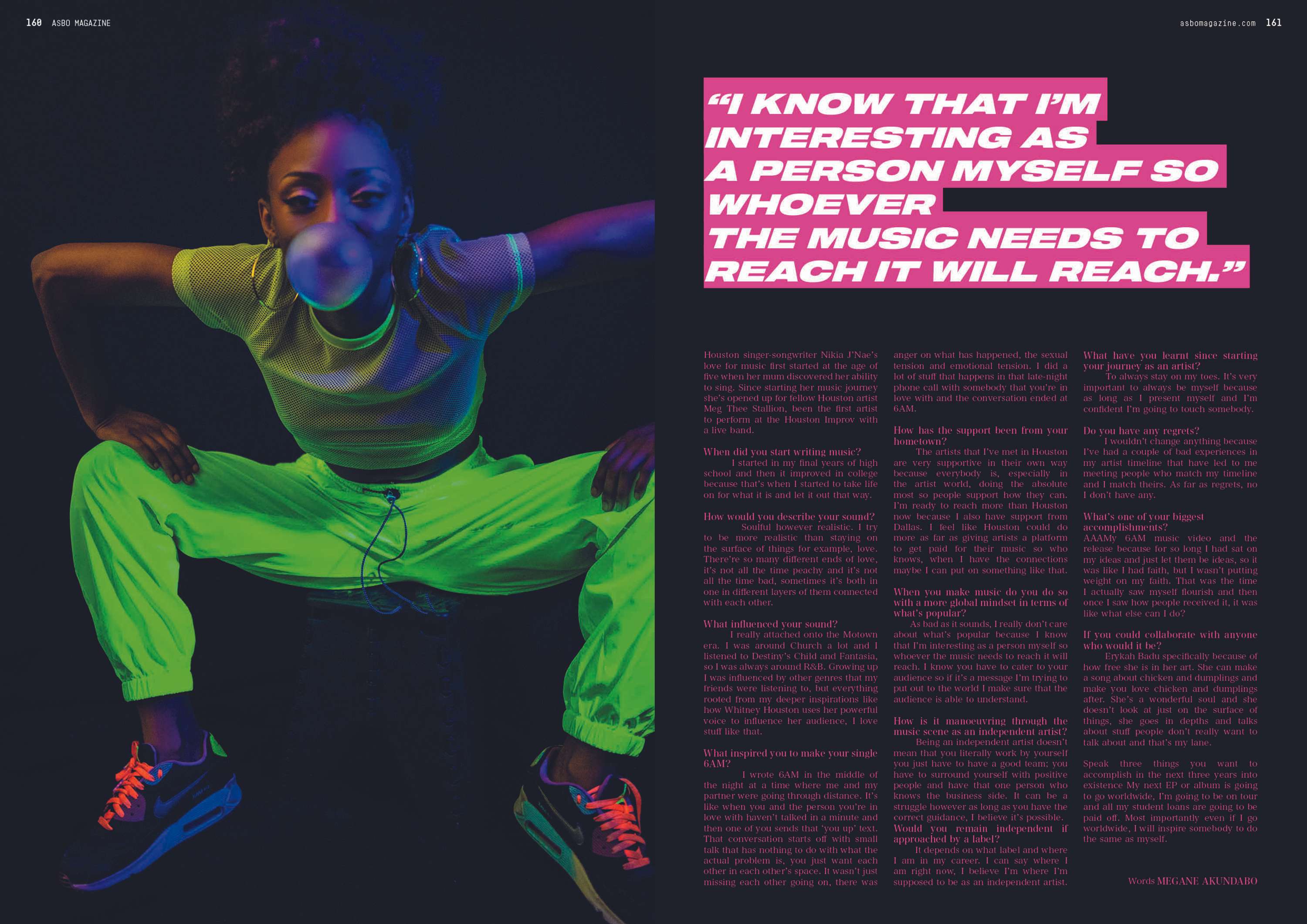 ASBO Magazine 6th issue feature by Megane Akundabo