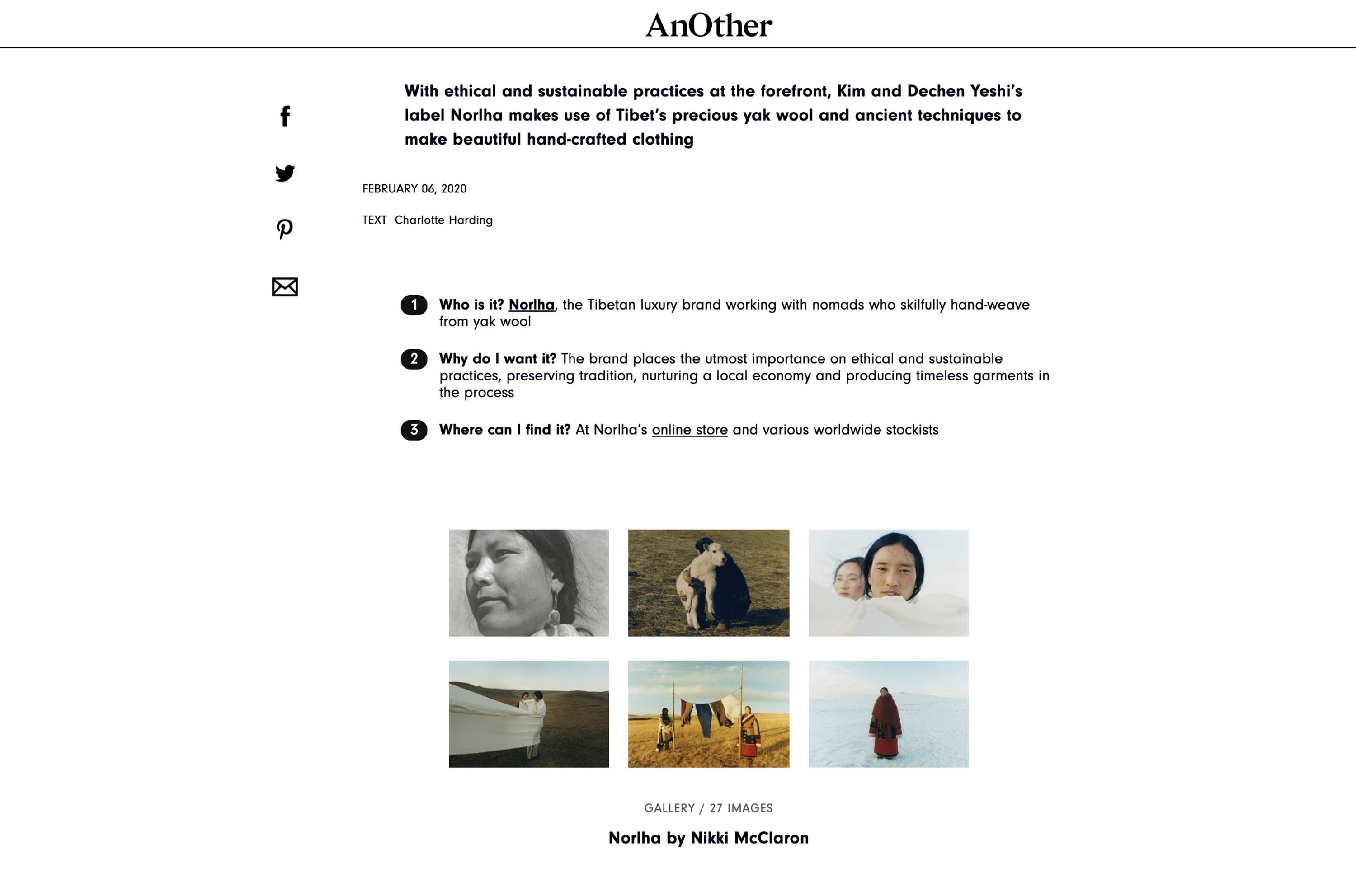 Interview with the founders of Norlha by Charlotte Harding