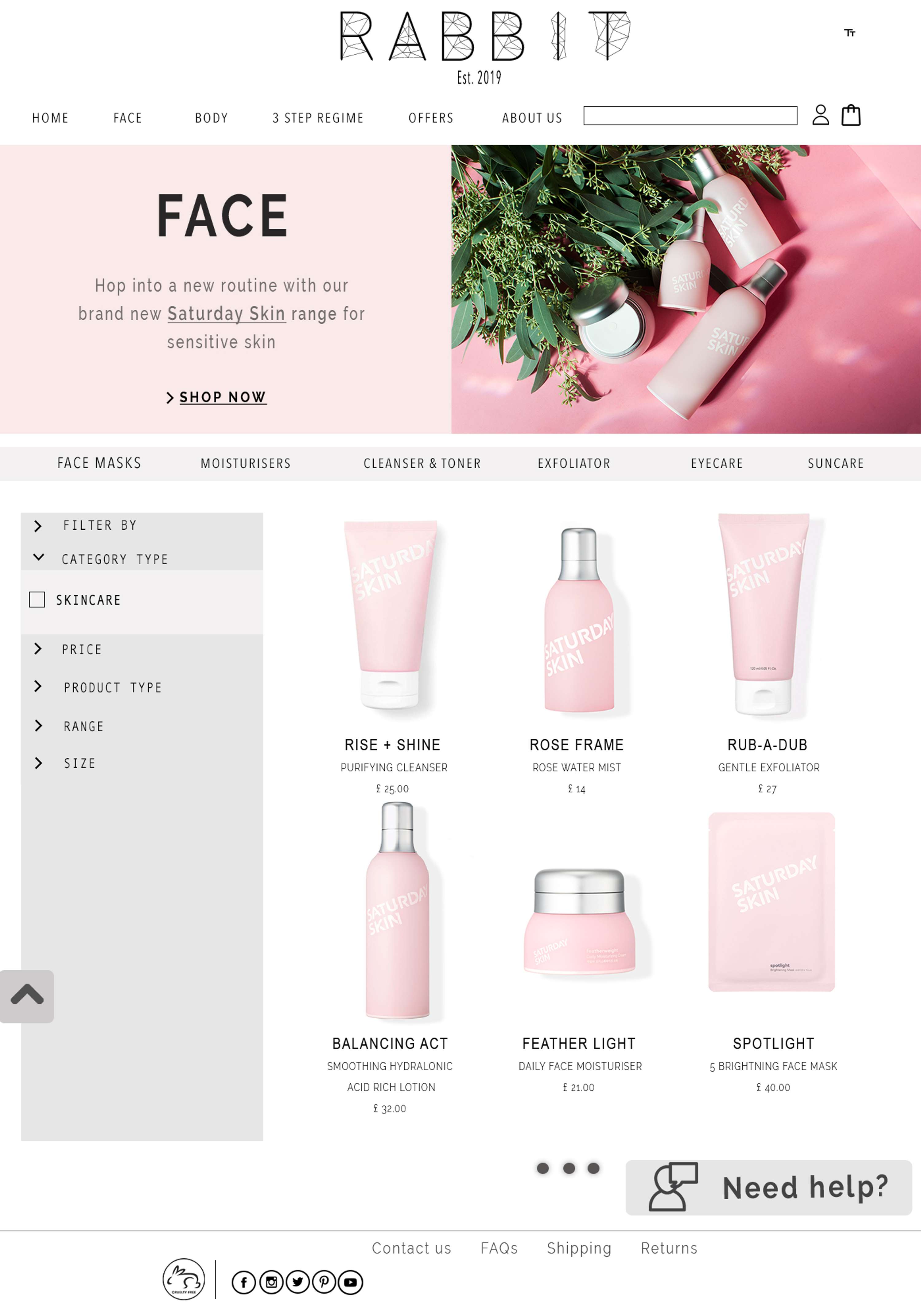 Rabbit skincare Website Design by Aisha Waheeb