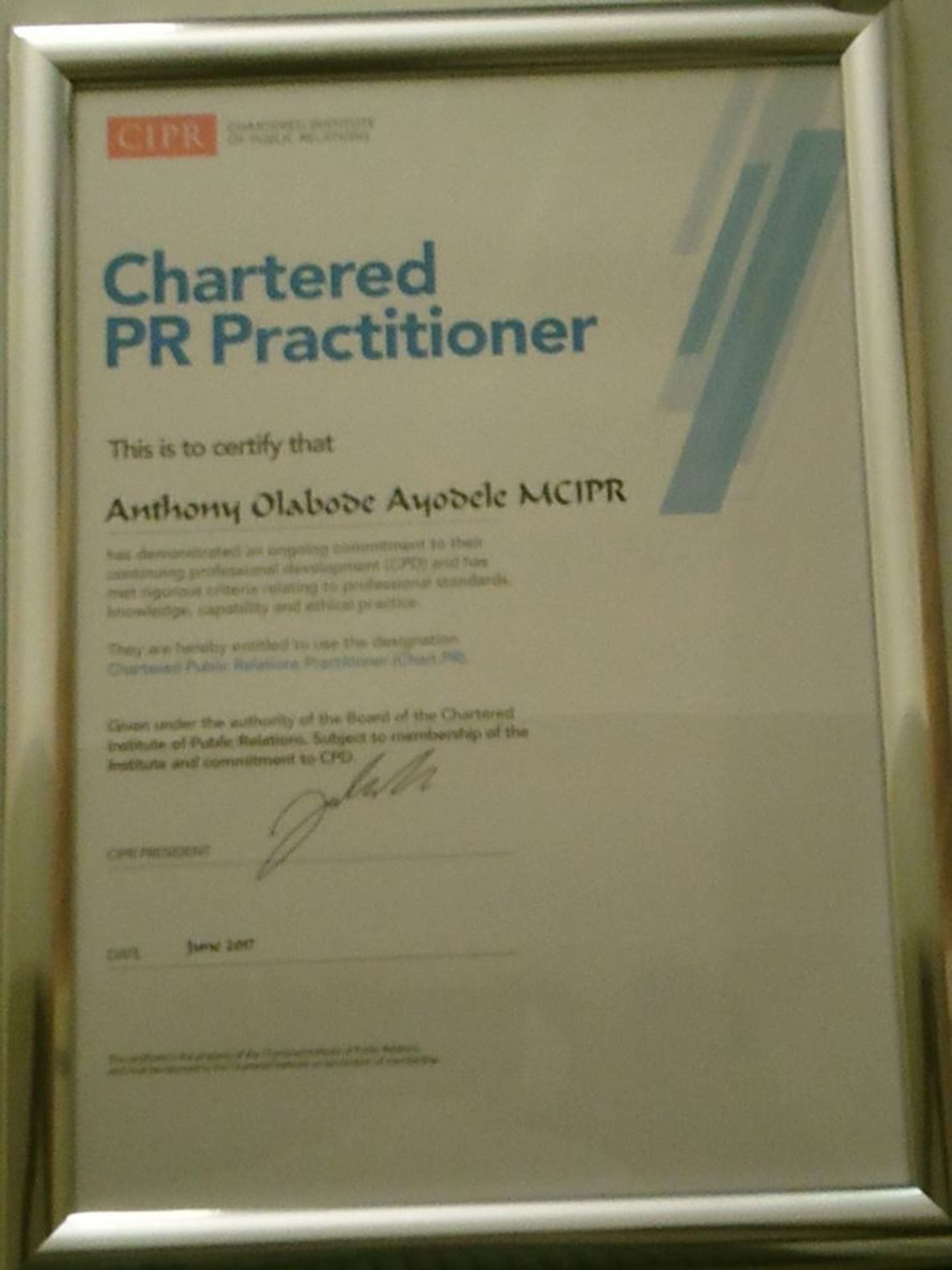 Chartered PR Practitioner by Bode Ayodele