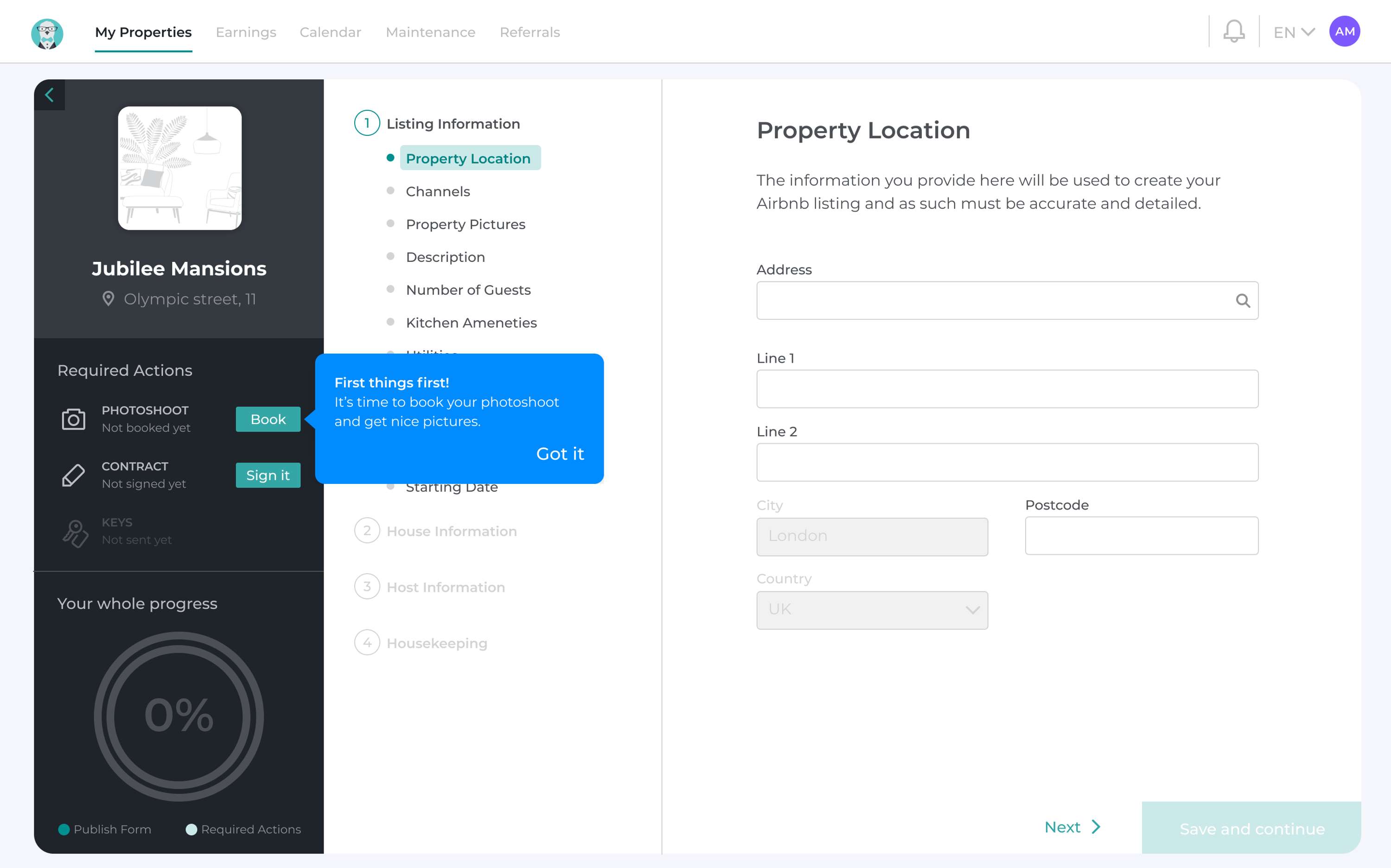 Hostmaker Dashboard - Creating a flexible onboarding platform by Hostmaker