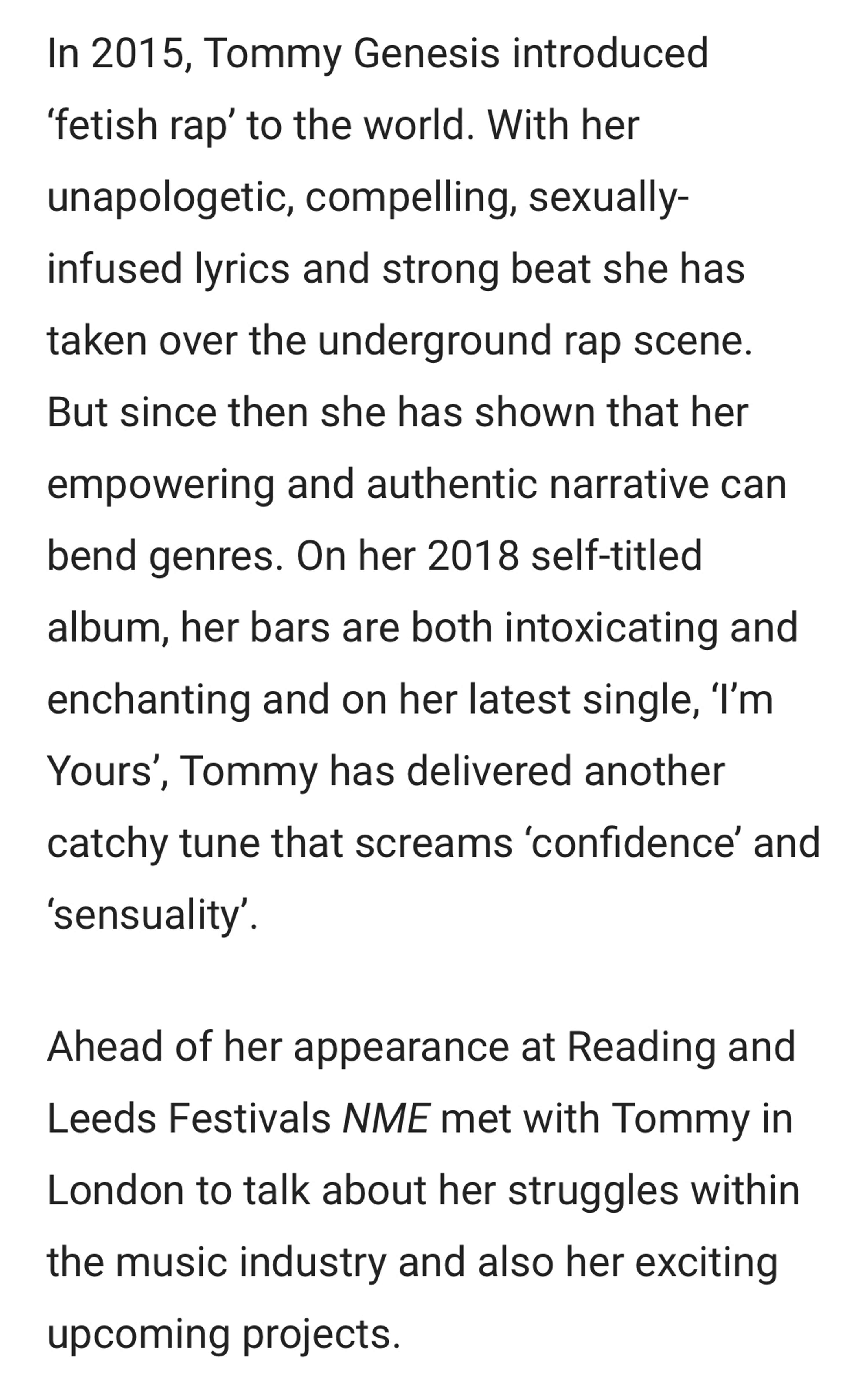 Interview with Tommy Genesis by Julia Czub