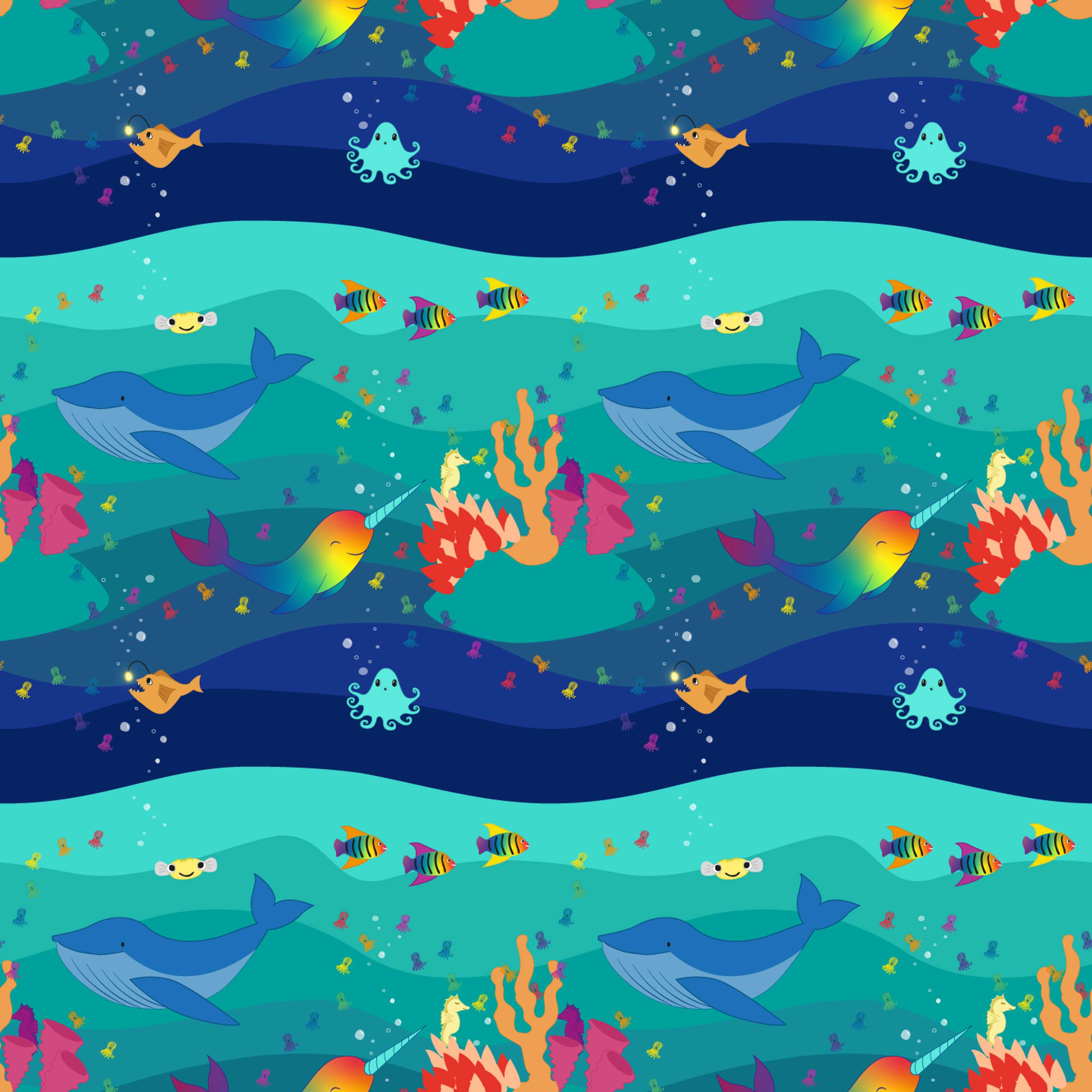 Rainbow Underwater surface pattern by Lynsey Shaw
