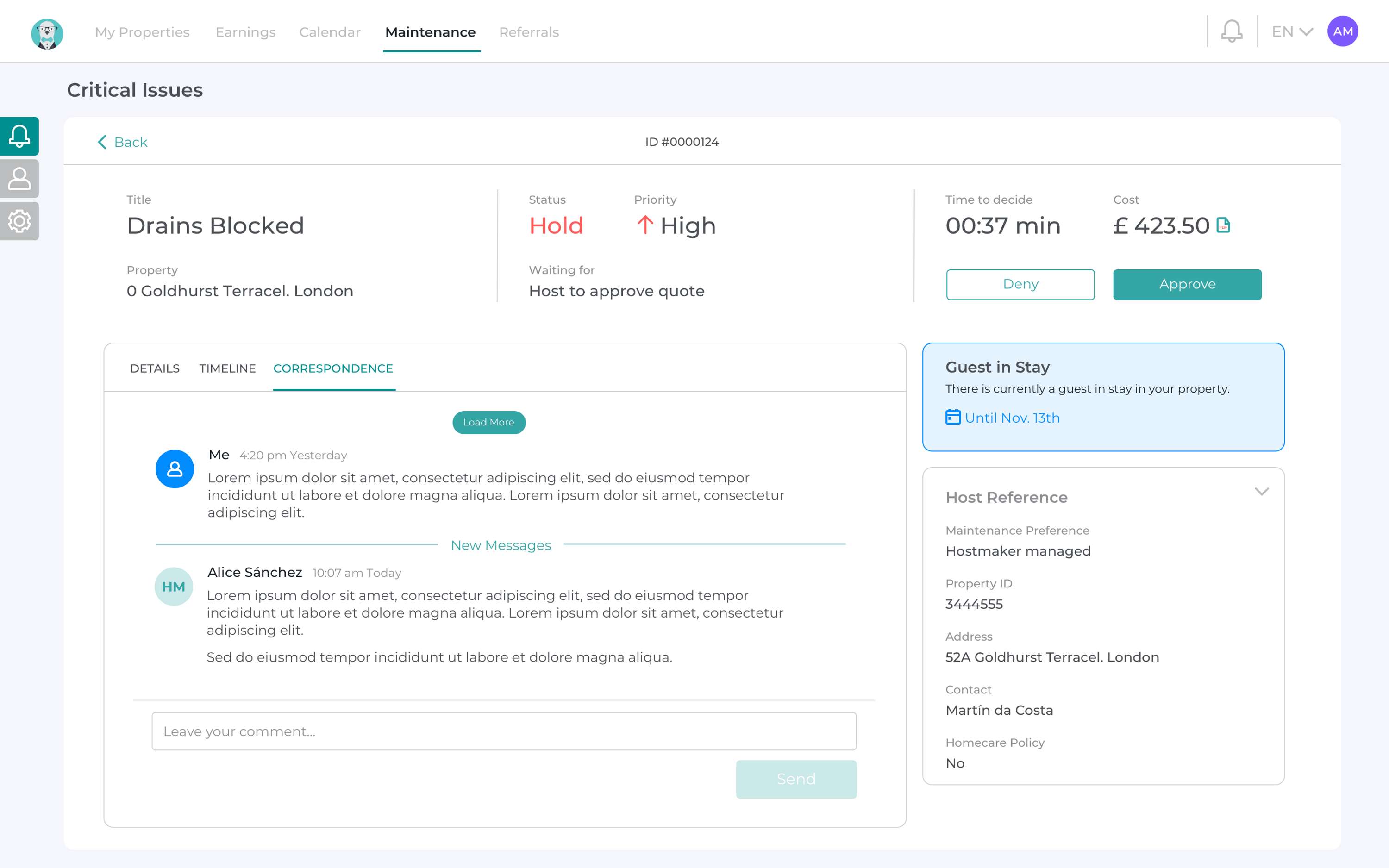 Hostmaker Dashboard - A Solution for Maintenance by Hostmaker