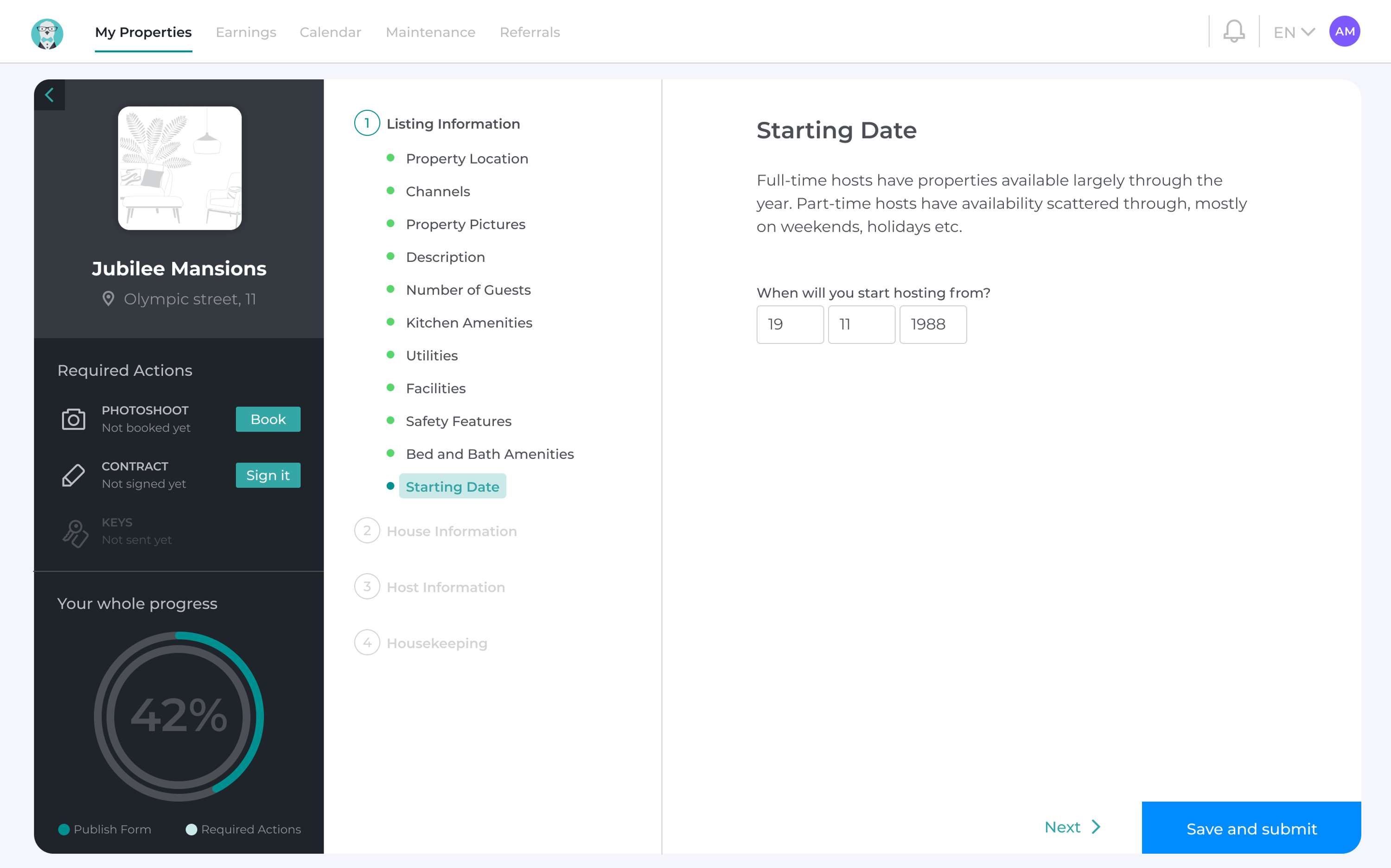 Hostmaker Dashboard - Creating a flexible onboarding platform by Hostmaker