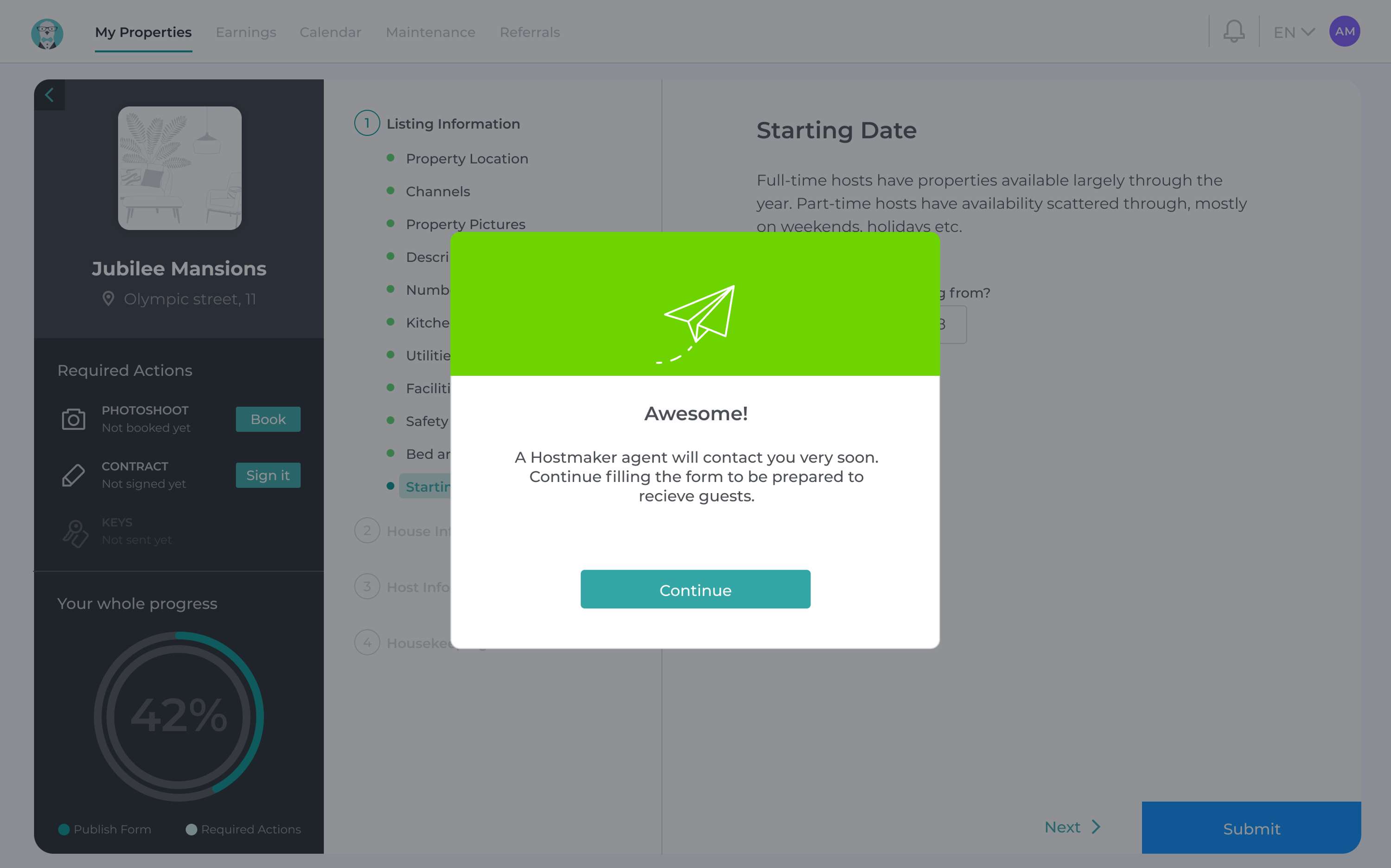 Hostmaker Dashboard - Creating a flexible onboarding platform by Hostmaker
