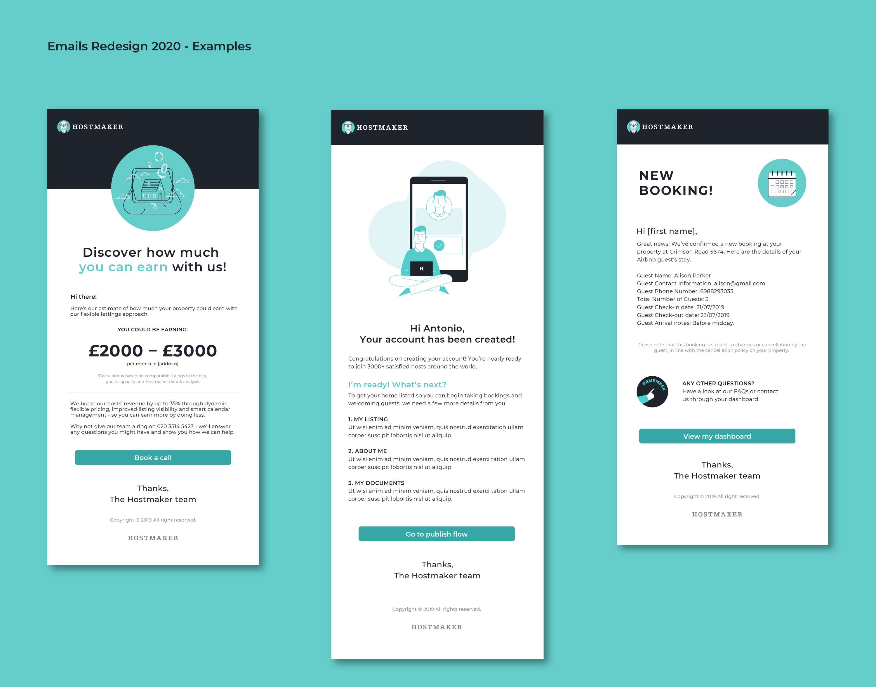 Hostmaker Emails Communications Redesign - From workflows to coding by Hostmaker