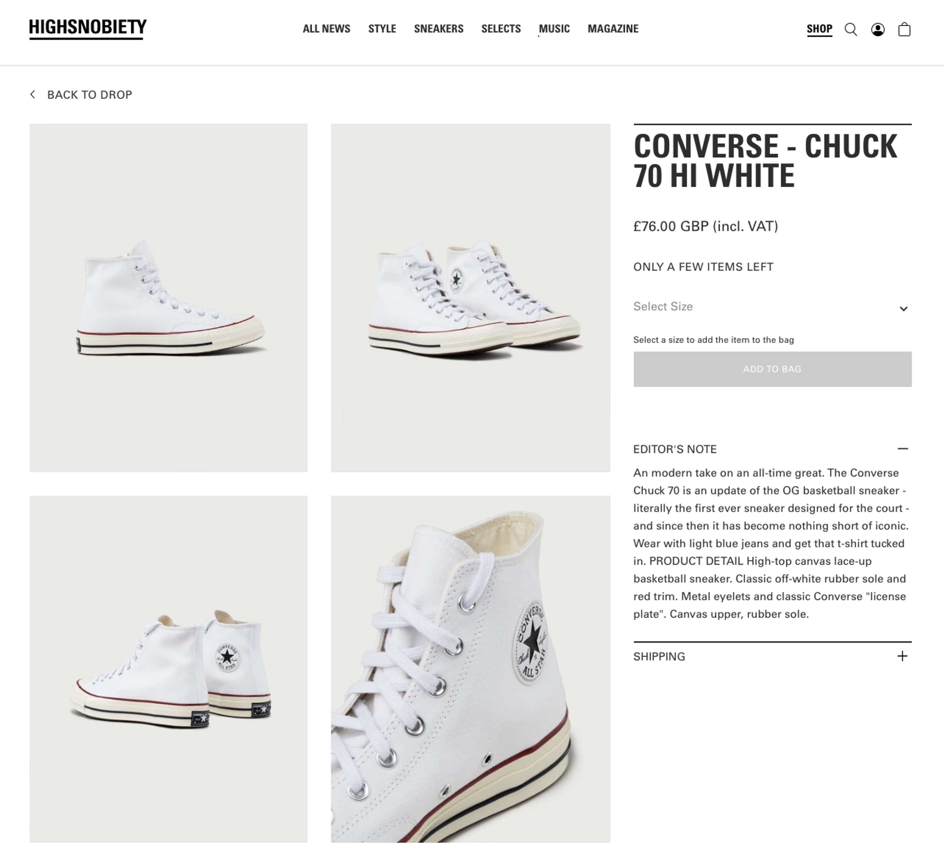 Highsnobiety Editor's Notes by Pete Gomori