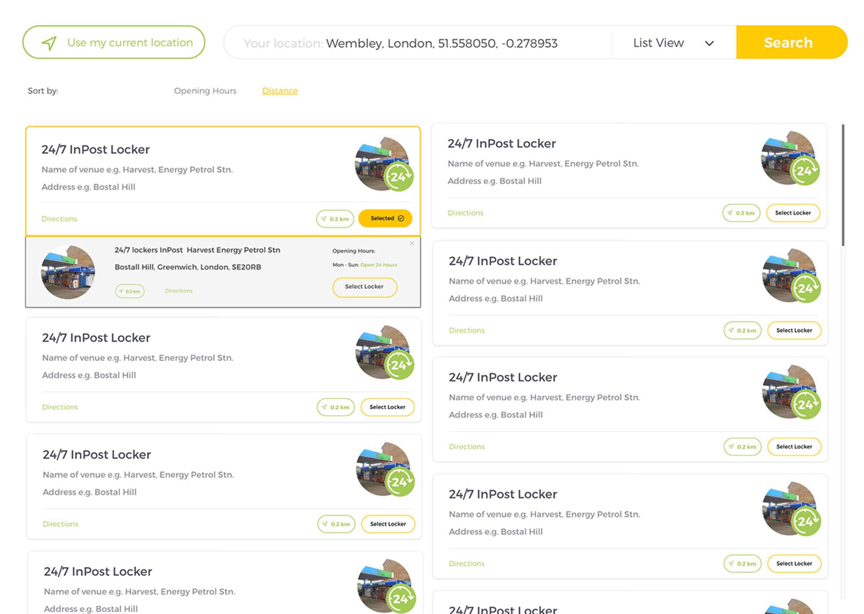 UI & UX design of InPost's new geo-widget by Pete Brady