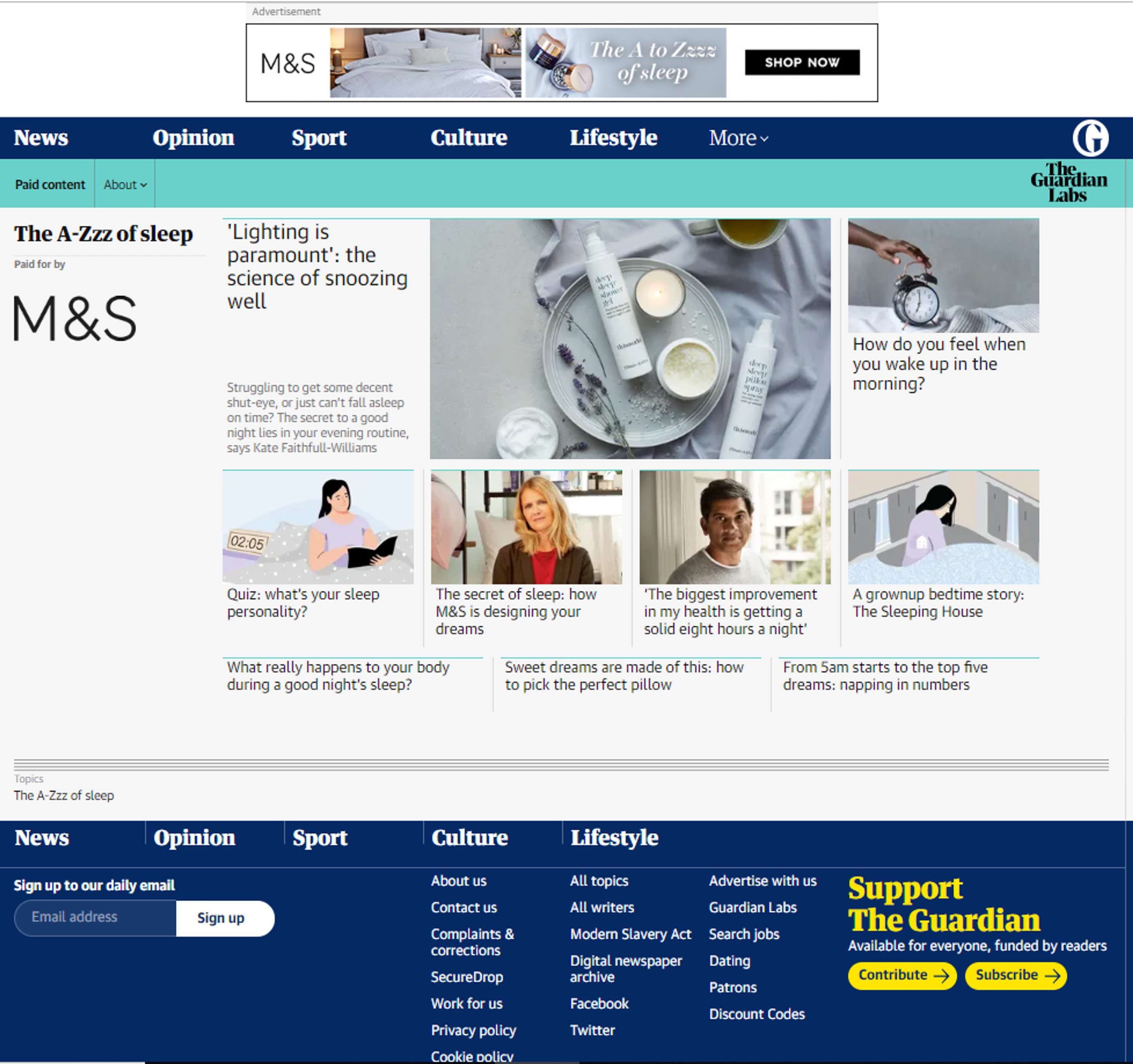 M&S Sleep in collaboration with Guardian Labs by Radia 