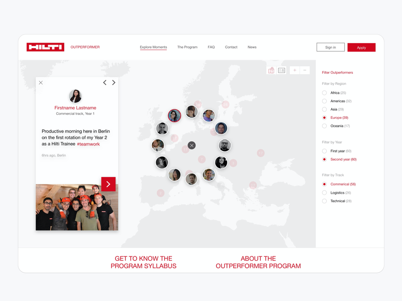 Hilti Outperformers mircosite by Hayley Smeulders