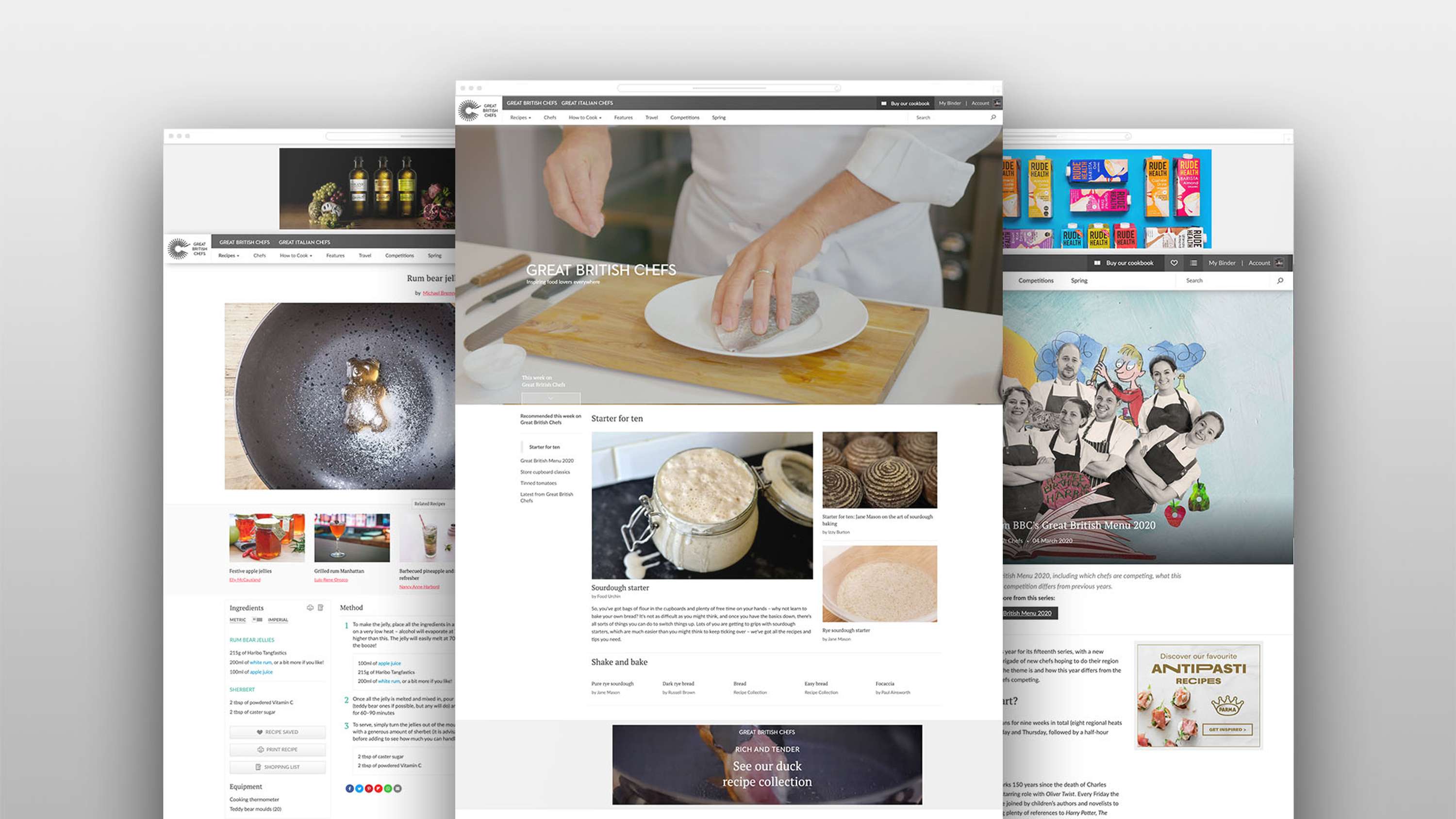 Great British Chefs website design by Sam Janzen