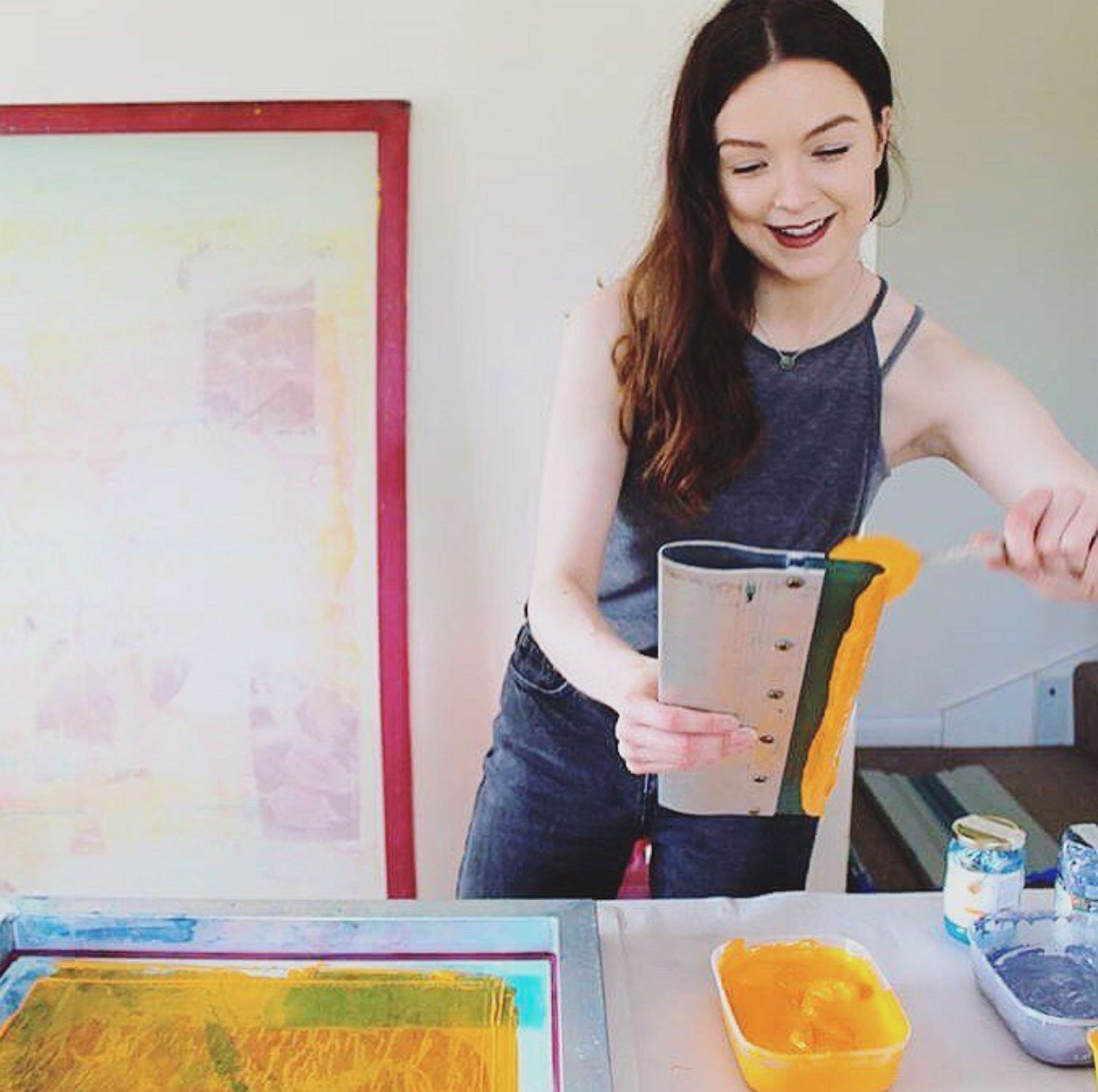 Chloe and Annie, Screenprint Studio by Annie James