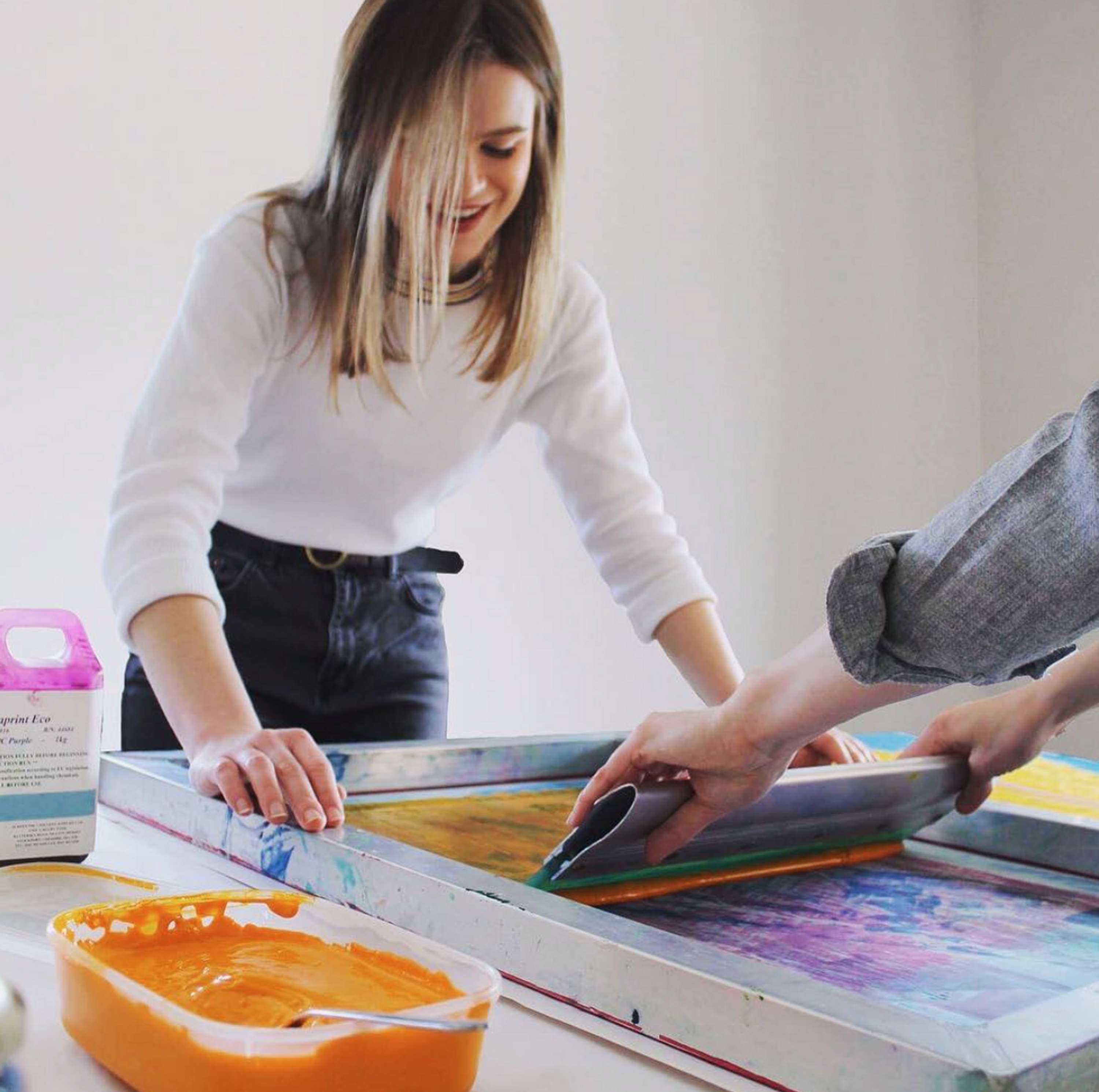 Chloe and Annie, Screenprint Studio by Annie James