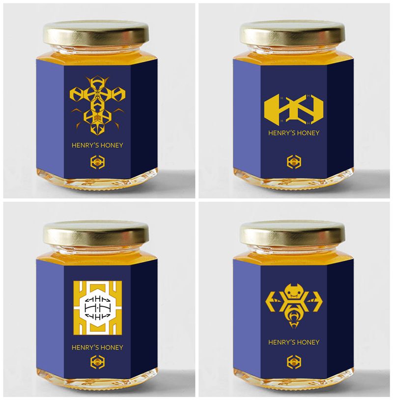 Fictional honey label project by Josh Medrano
