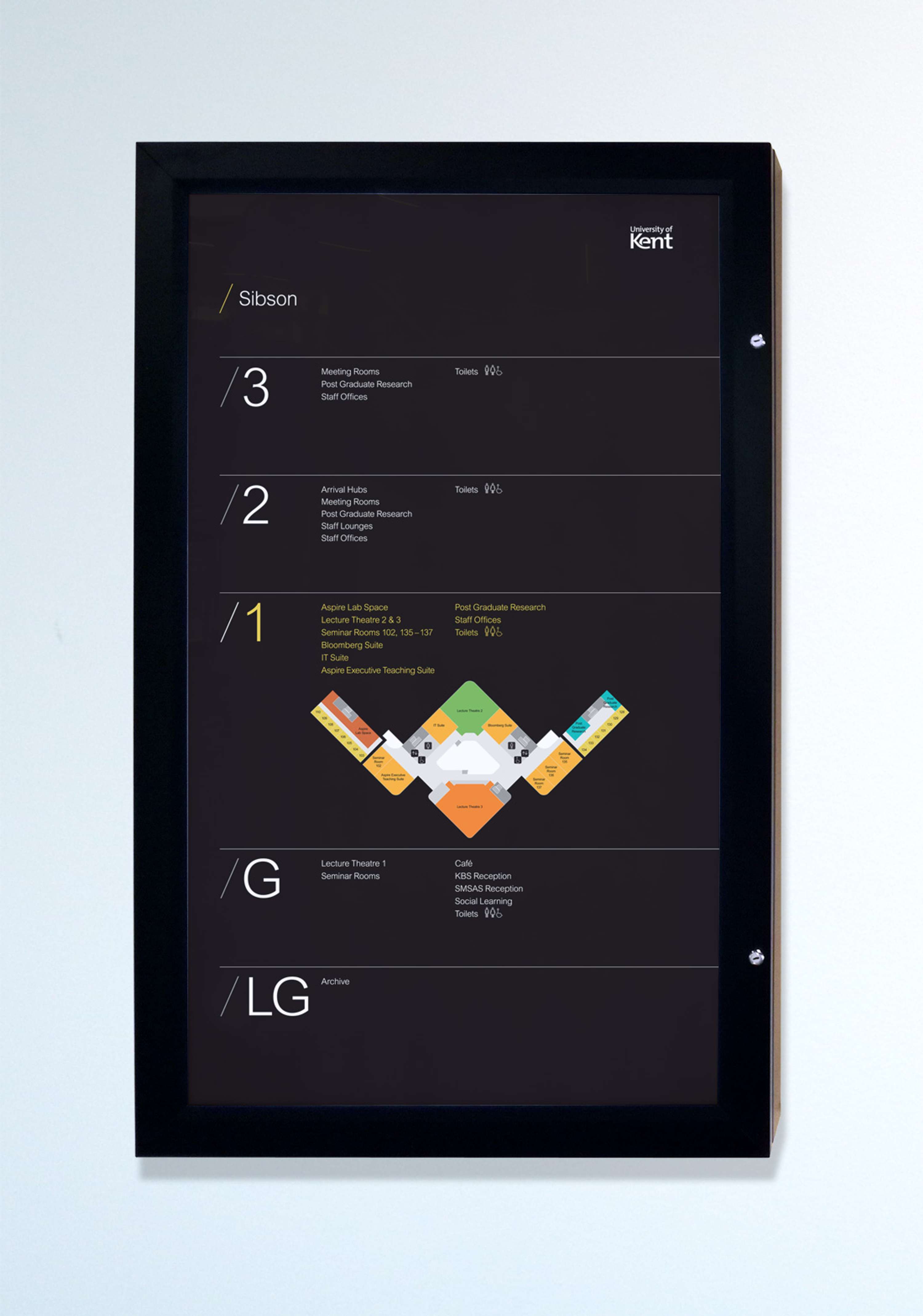 Sibson Building, University of Kent – Wayfinding, Identity and placemaking art by Christian Williams