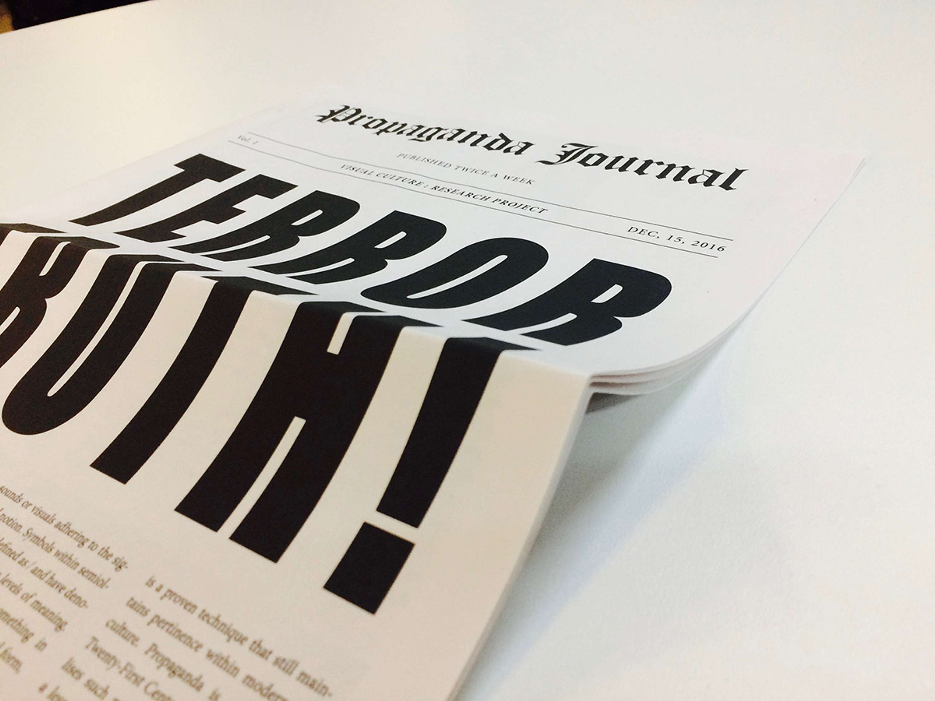 Propaganda Journal: Research & Print Design by Jazzy Olive