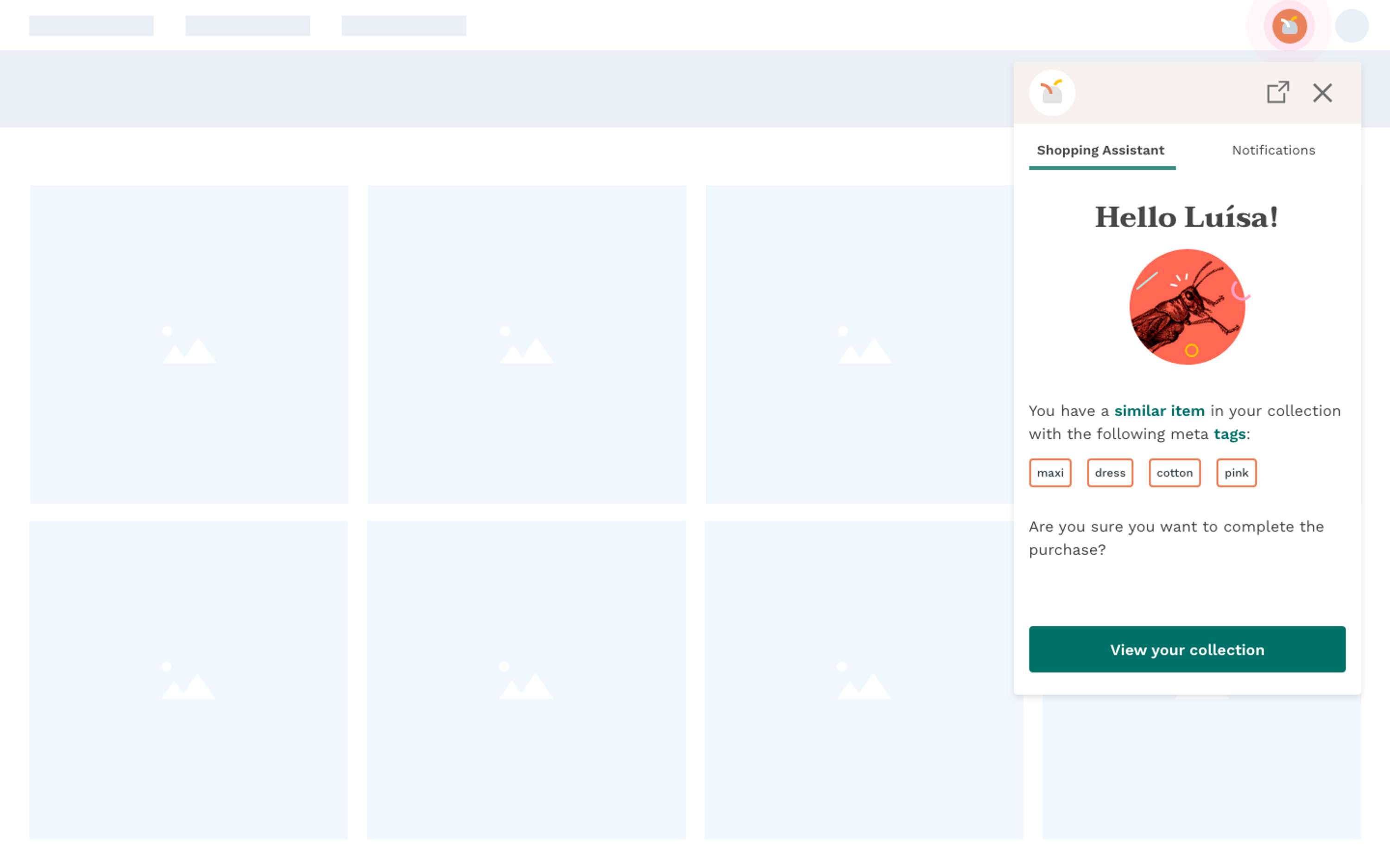 Shopping assistant chrome extention by Filipa Matias