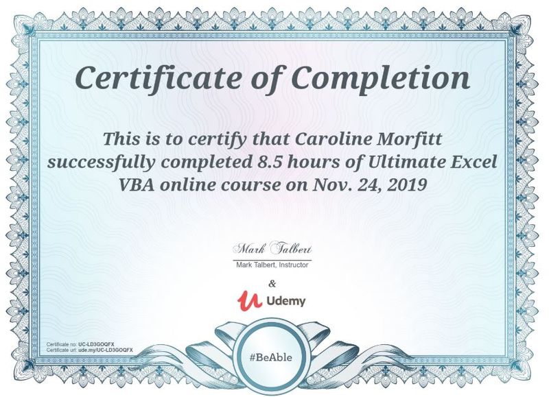 Ultimate Excel VBA by Caroline Morfitt