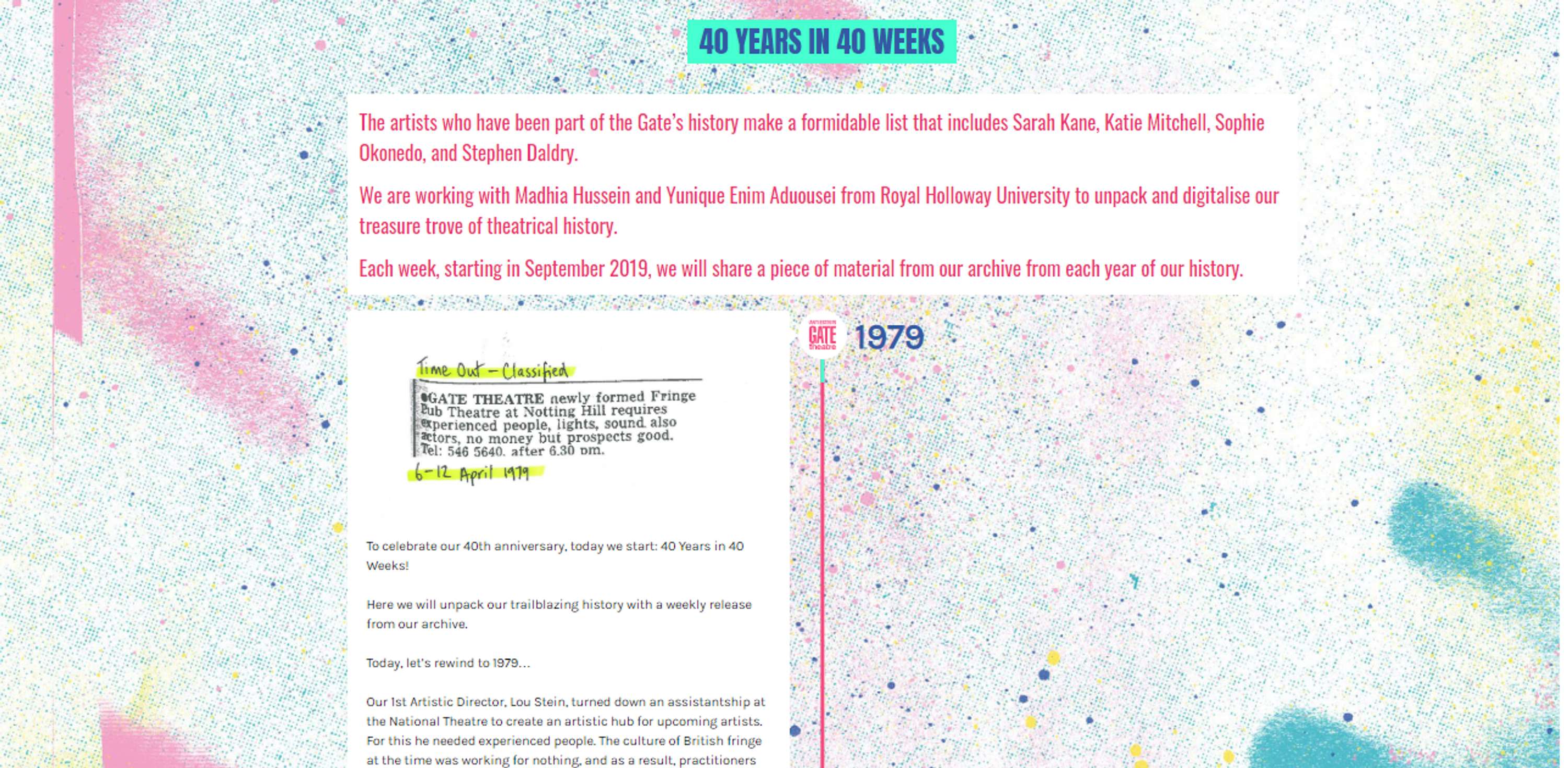 Gate Theatre Archive Project by Aliya Siddique