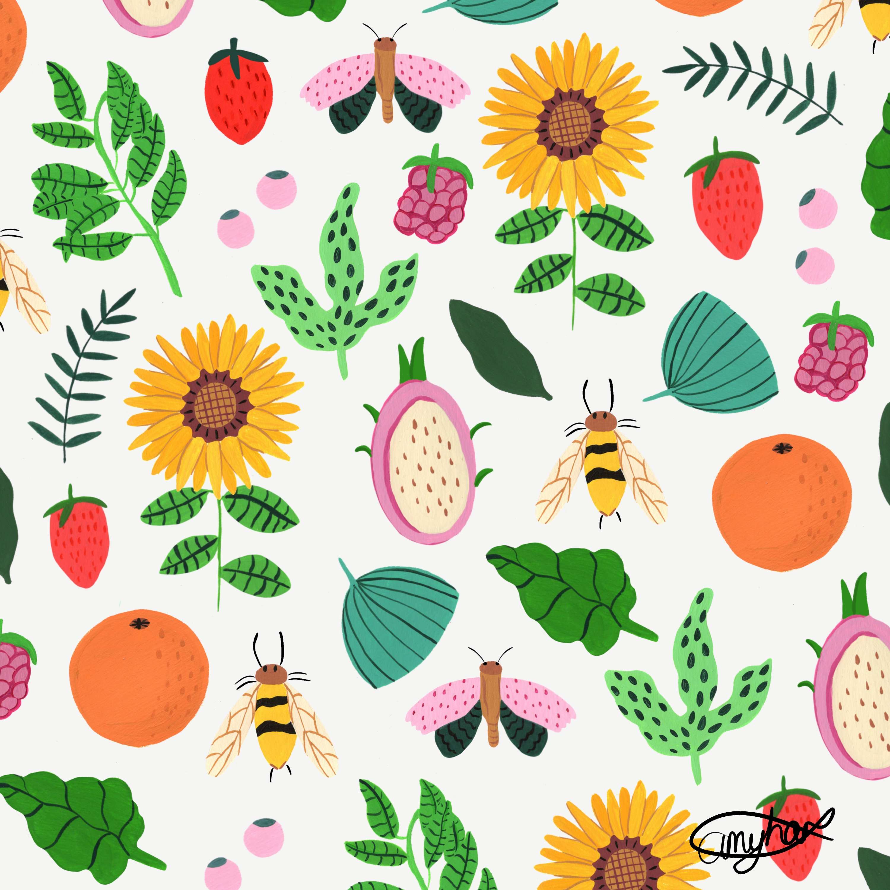 Editorial/ Pattern illustration 'Abundance' by Amy Hart