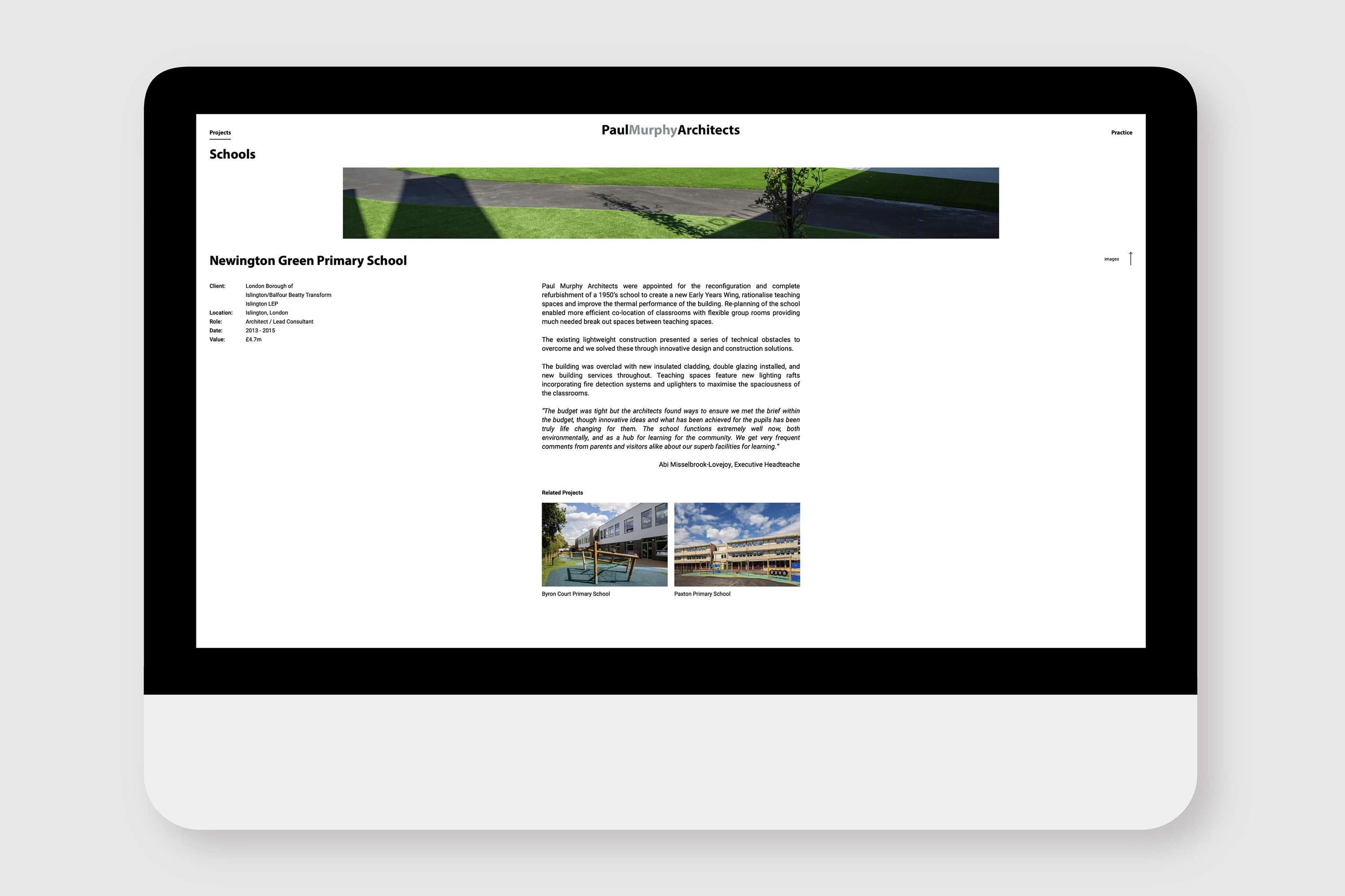 Website Design - Paul Murphy Architects by Rebecca Wilson