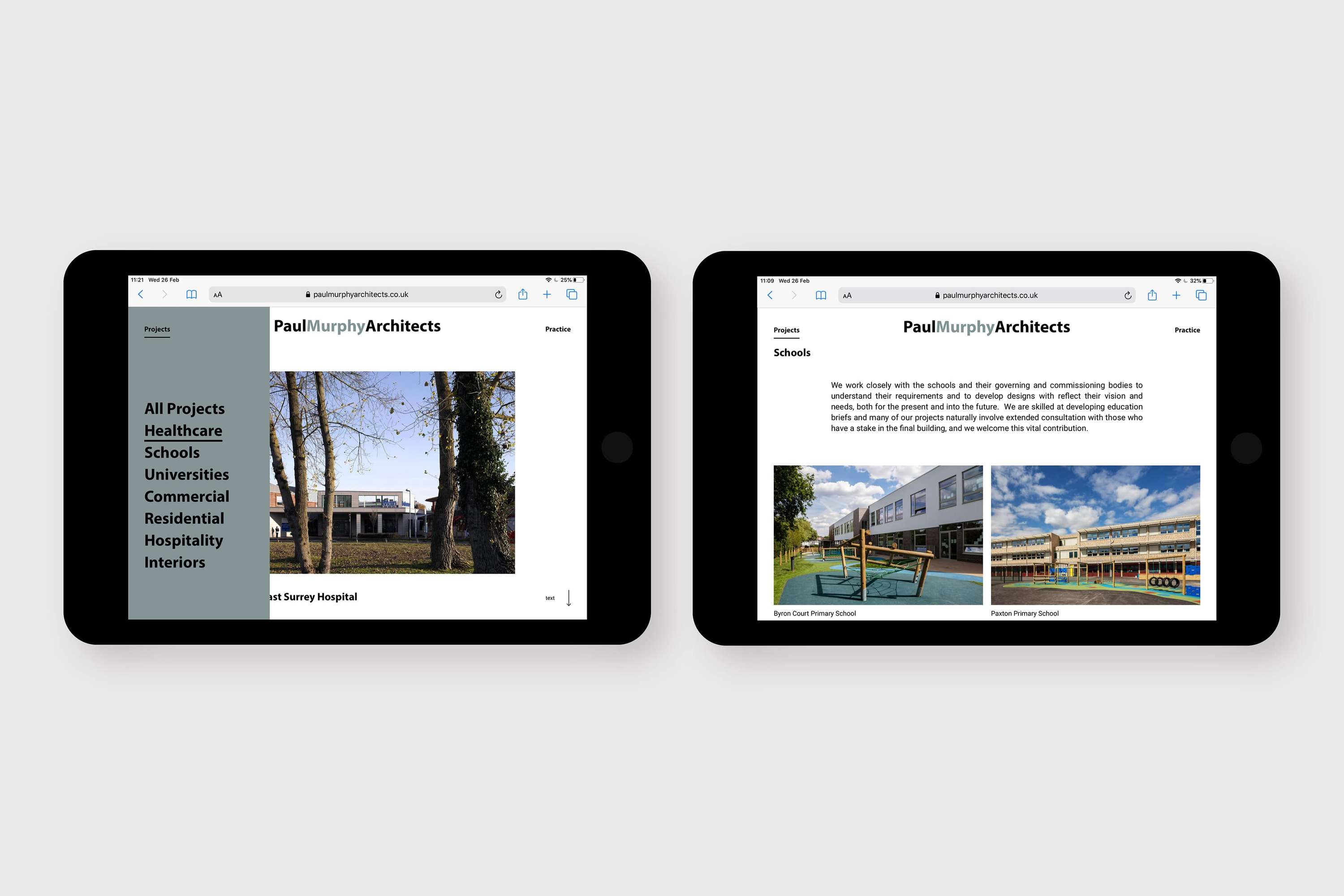 Website Design - Paul Murphy Architects by Rebecca Wilson