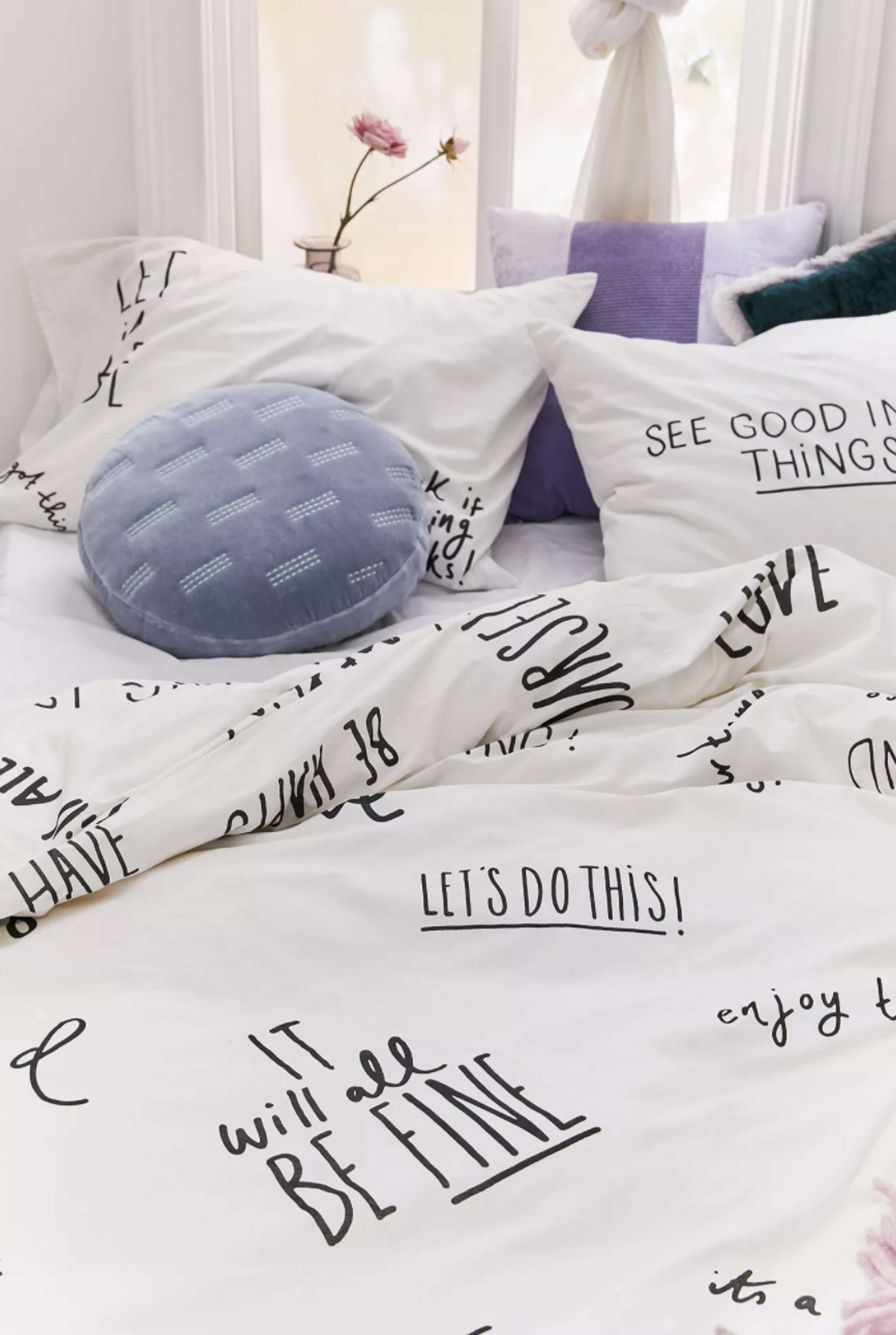 Hand Lettered Good Vibes Bedding by Chloë Turner