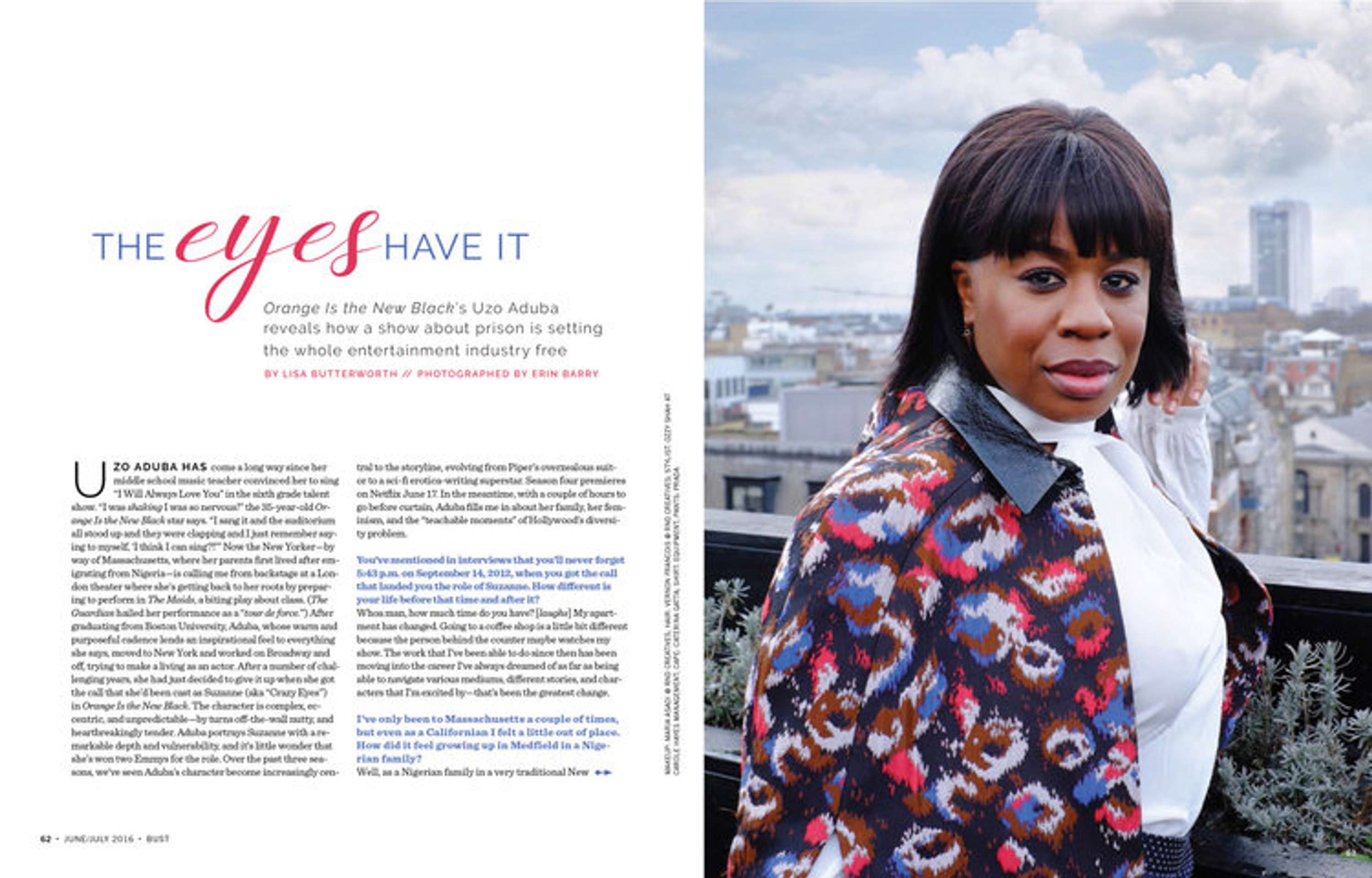 Bust Magazine Editorial with Uzo Aduba by Erin Barry