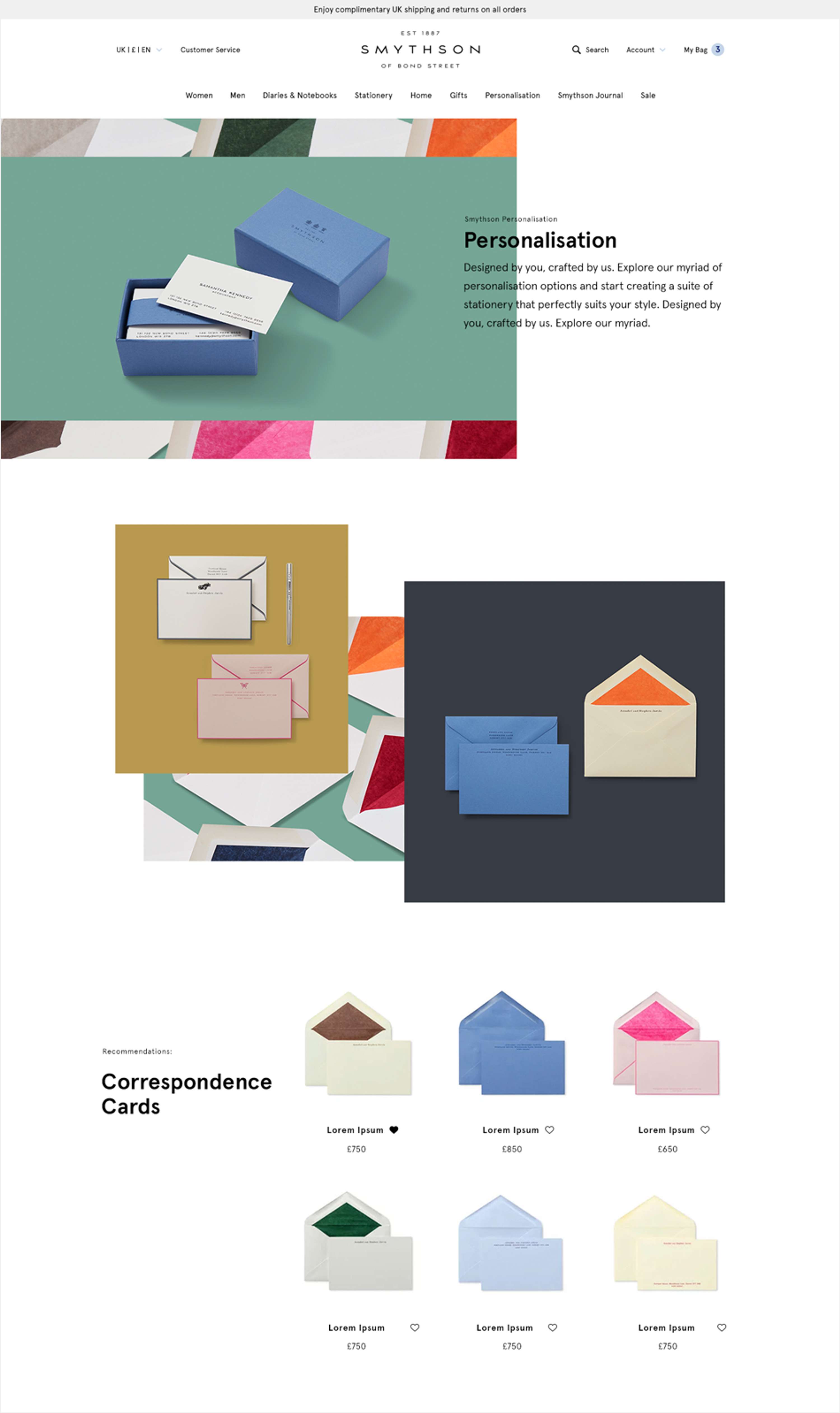 Smythson Website Design by Charlotte Mills
