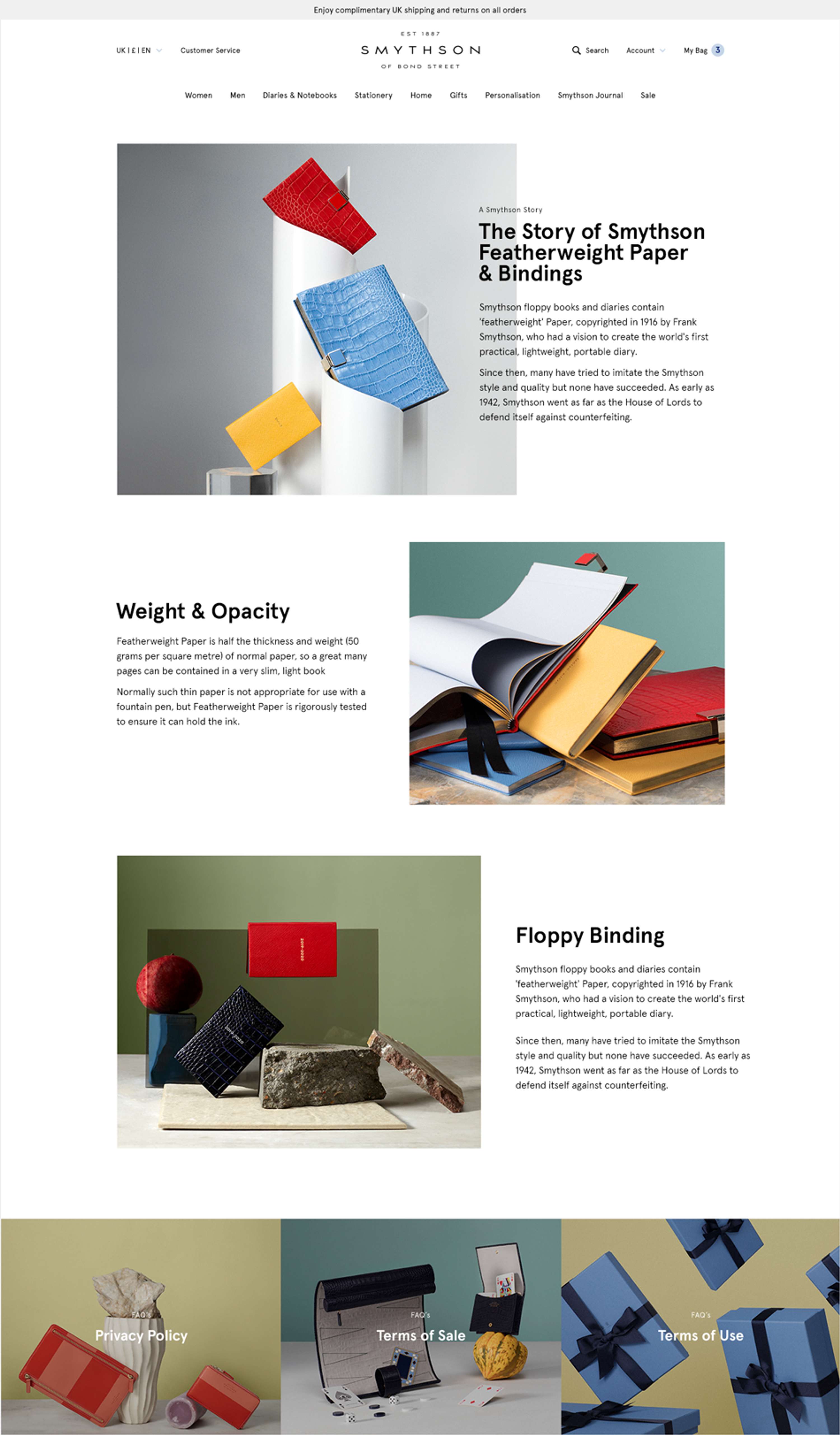 Smythson Website Design by Charlotte Mills