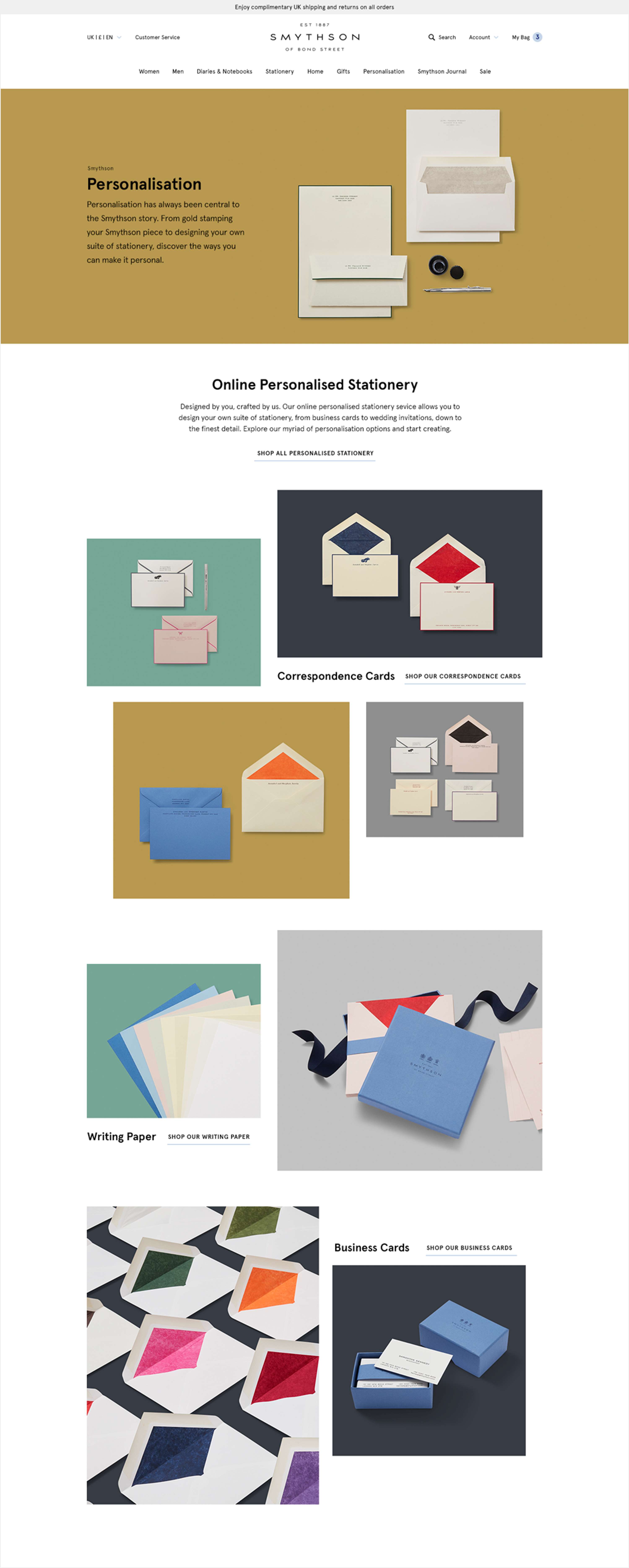 Smythson Website Design by Charlotte Mills