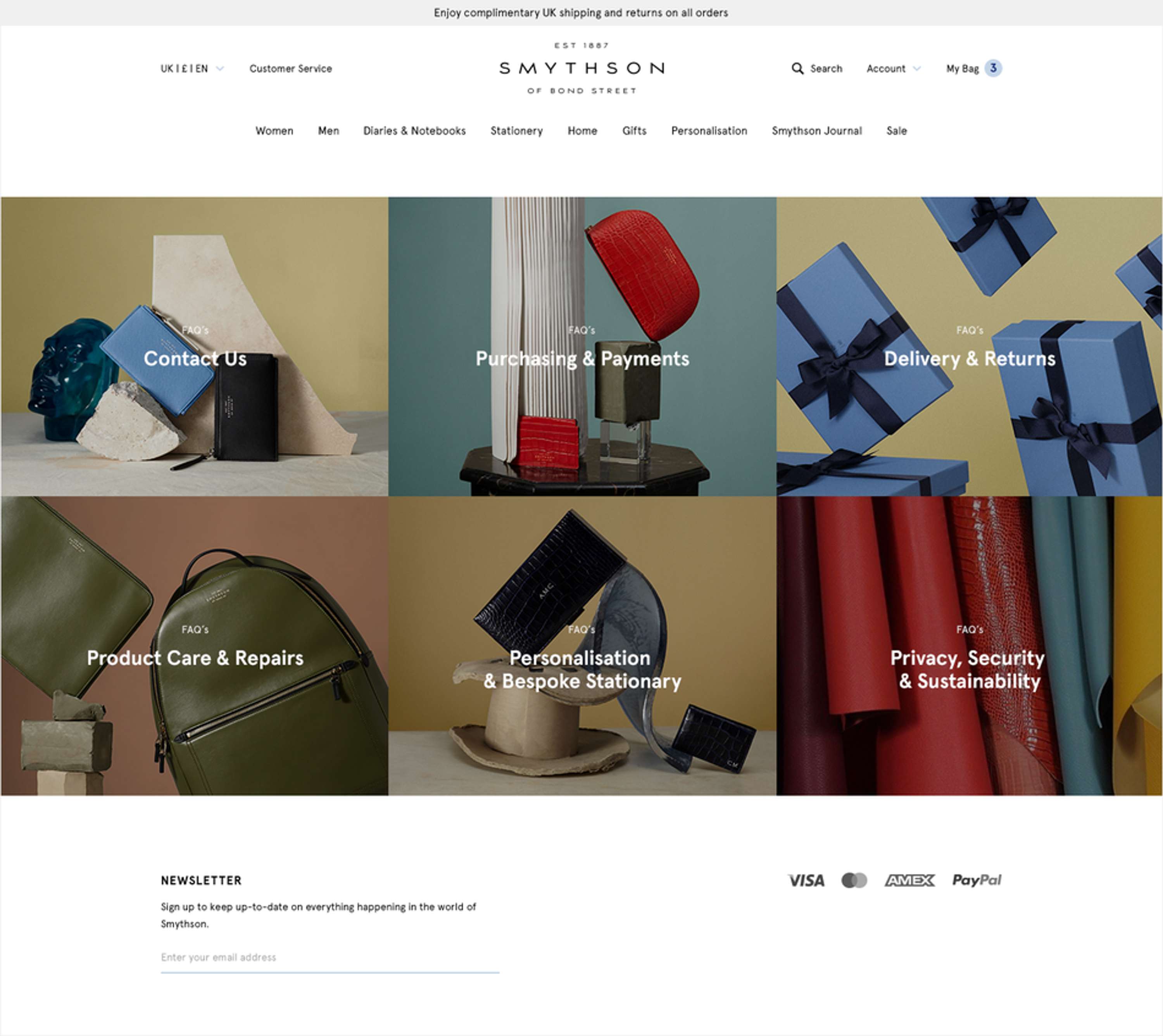Smythson Website Design by Charlotte Mills
