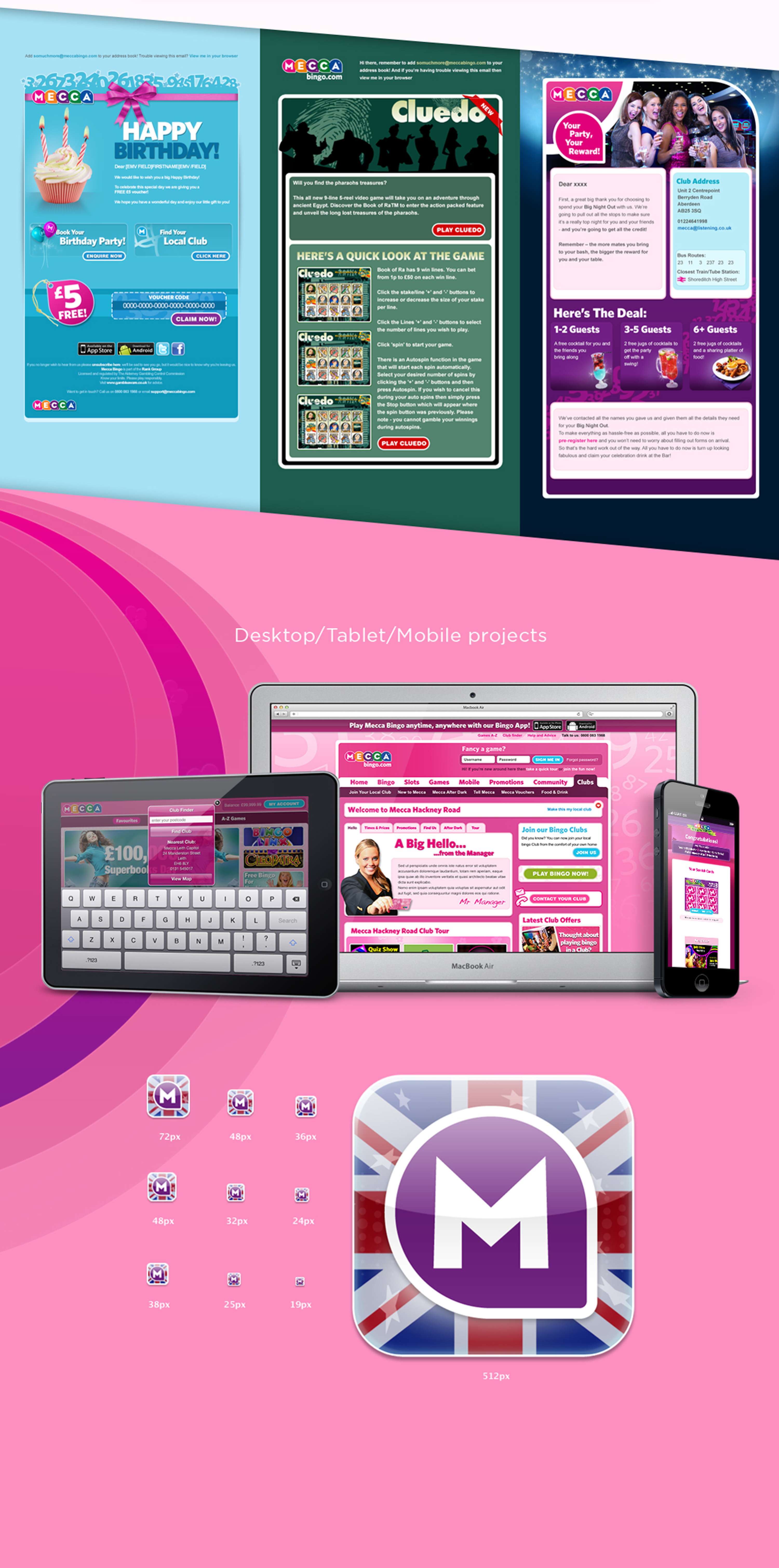 Mecca Bingo - UI/Visual Design - 2010 to 2012 by Rob Renton