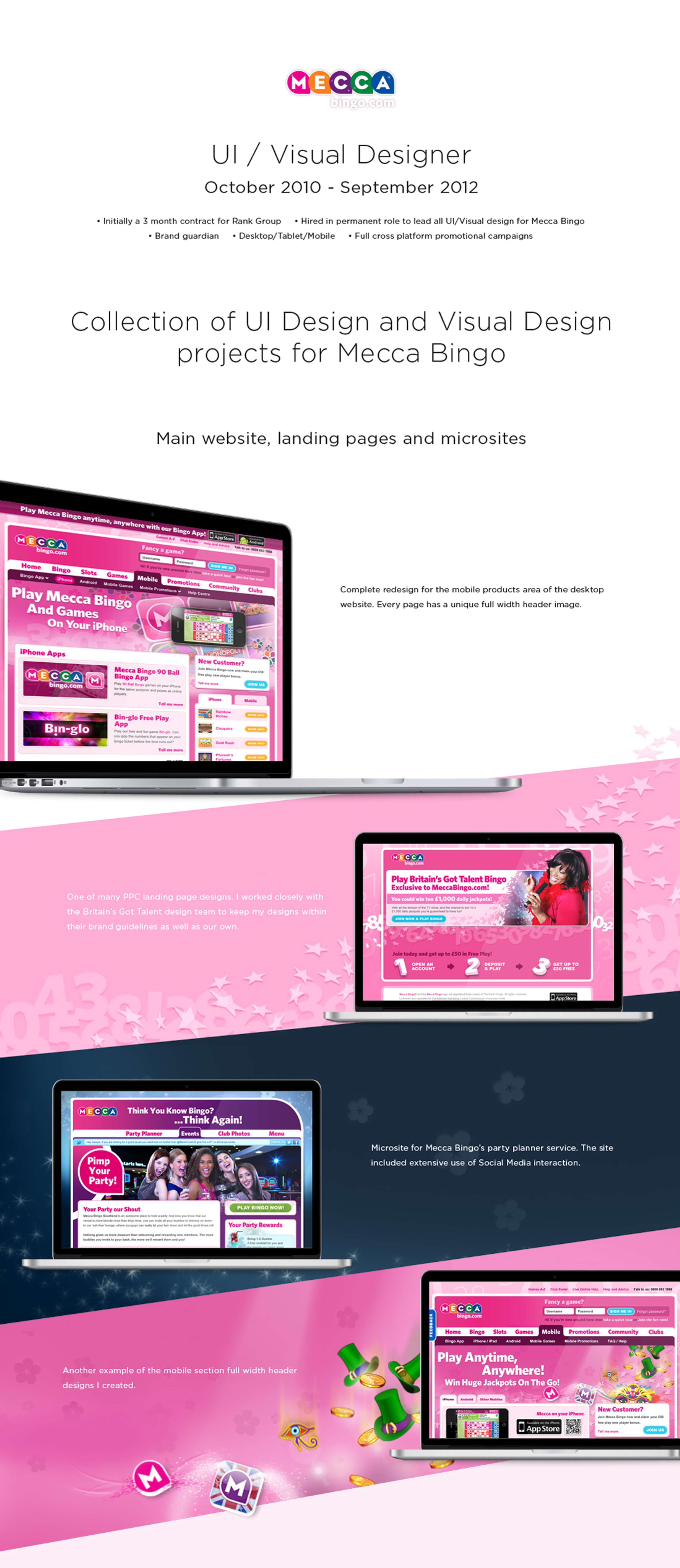 Mecca Bingo - UI/Visual Design - 2010 to 2012 by Rob Renton