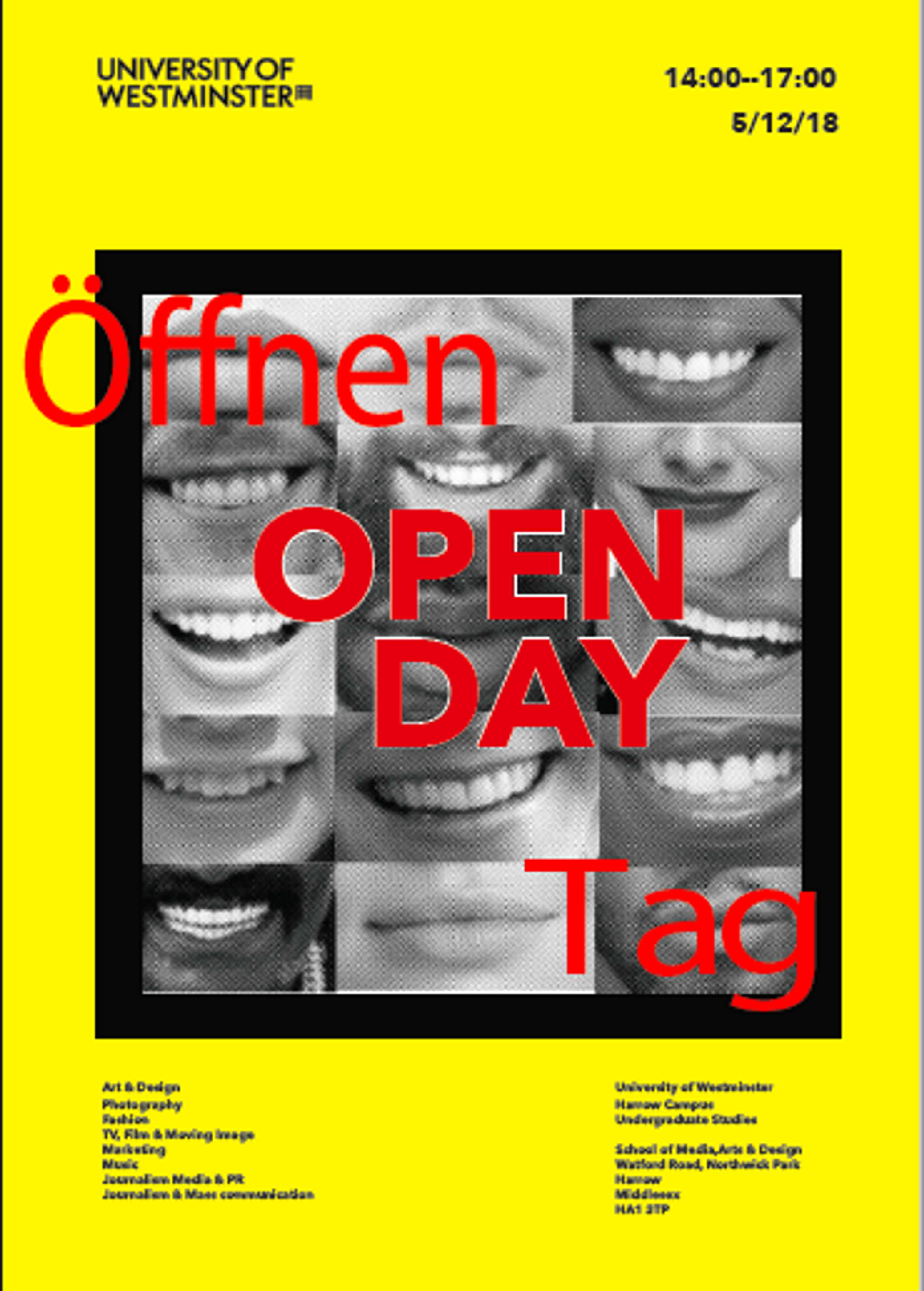 Open Days Posters at University of Westminster (UOW) by Noor Rizvi