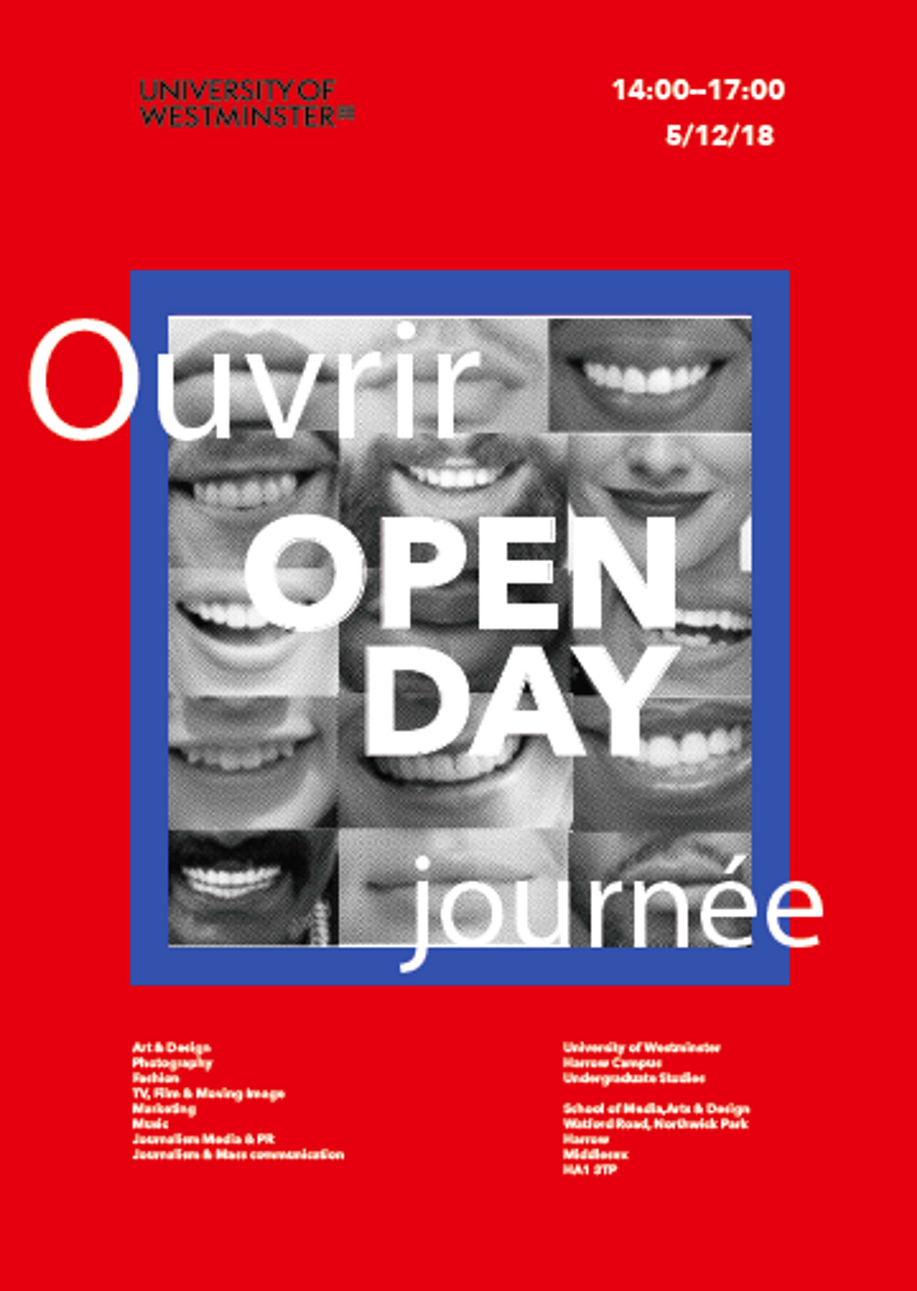 Open Days Posters at University of Westminster (UOW) by Noor Rizvi