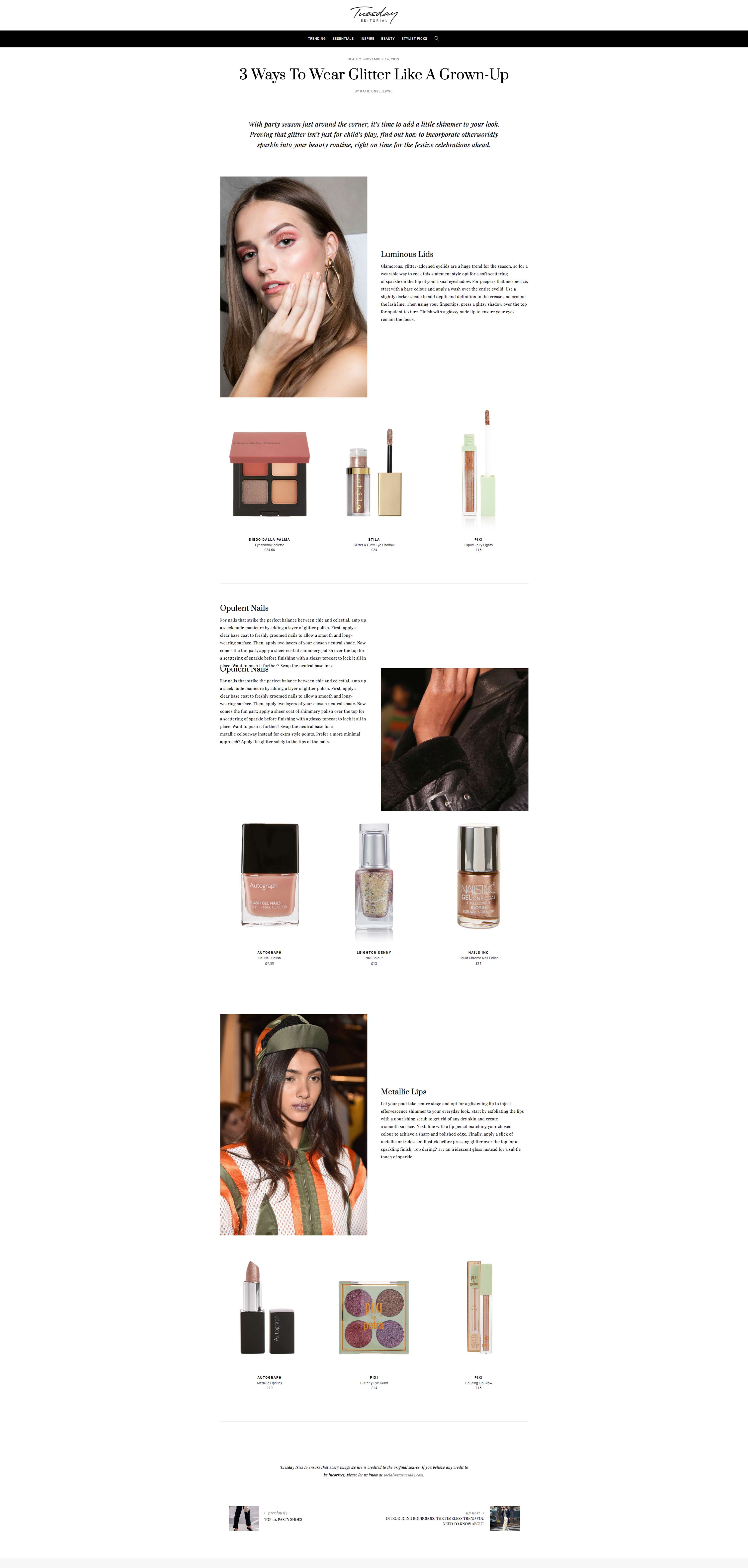 Try Tuesday Editorial Platform - Beauty Features by Katie Onyejekwe